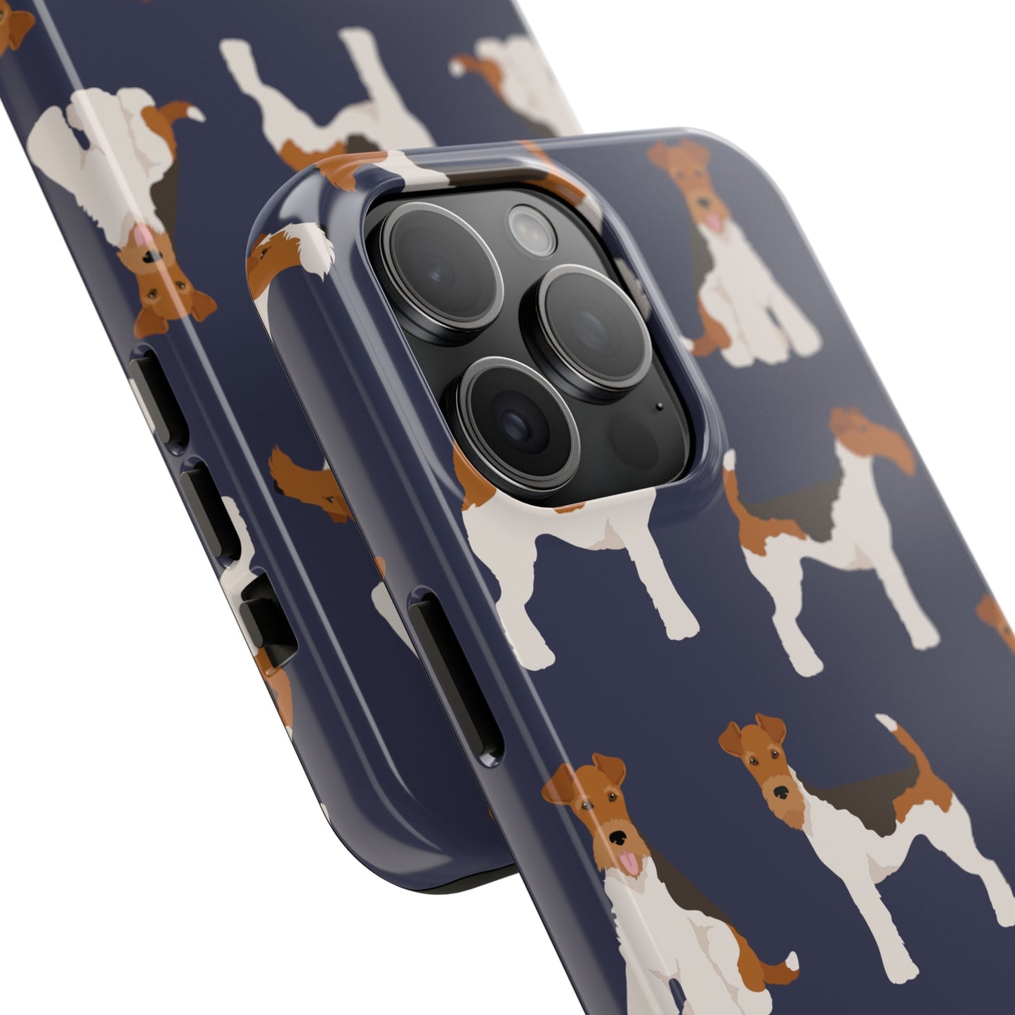 Tough Phone Cases with Adorable Fox Terrier in navy Design - Durable Pet Lover Accessory