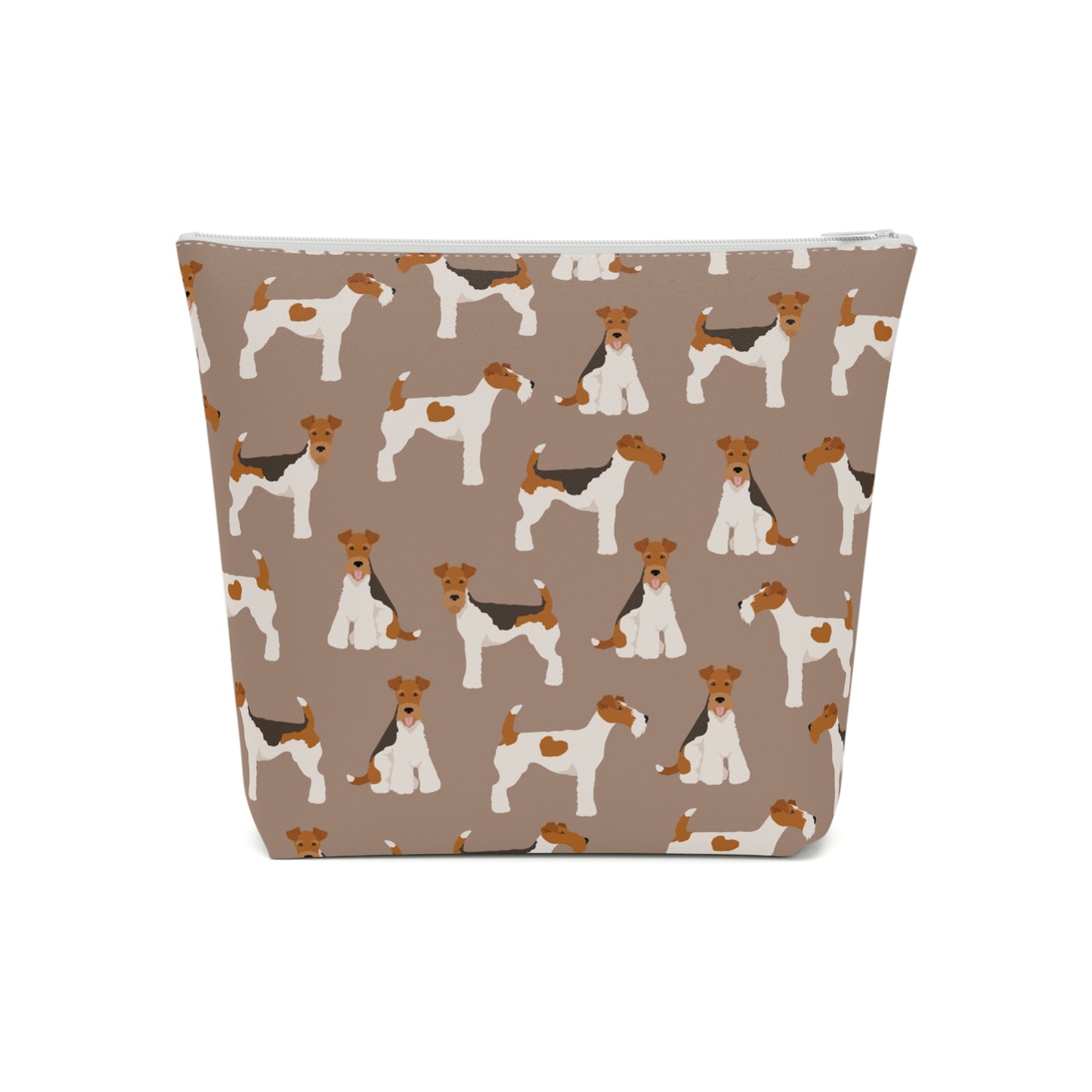 Adorable Wire Fox Terrier Patterned Cotton Cosmetic Bag - Perfect Gift for Pet Lovers