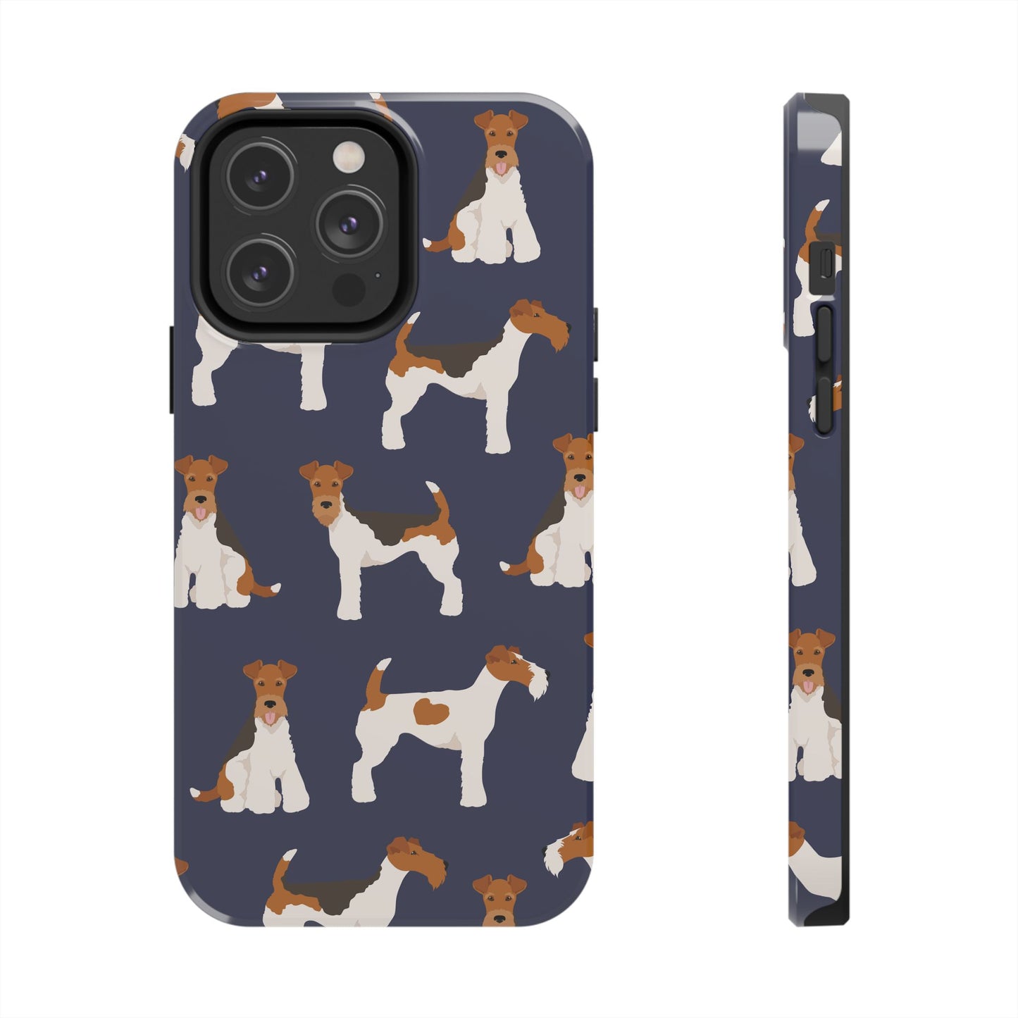 Tough Phone Cases with Adorable Fox Terrier in navy Design - Durable Pet Lover Accessory