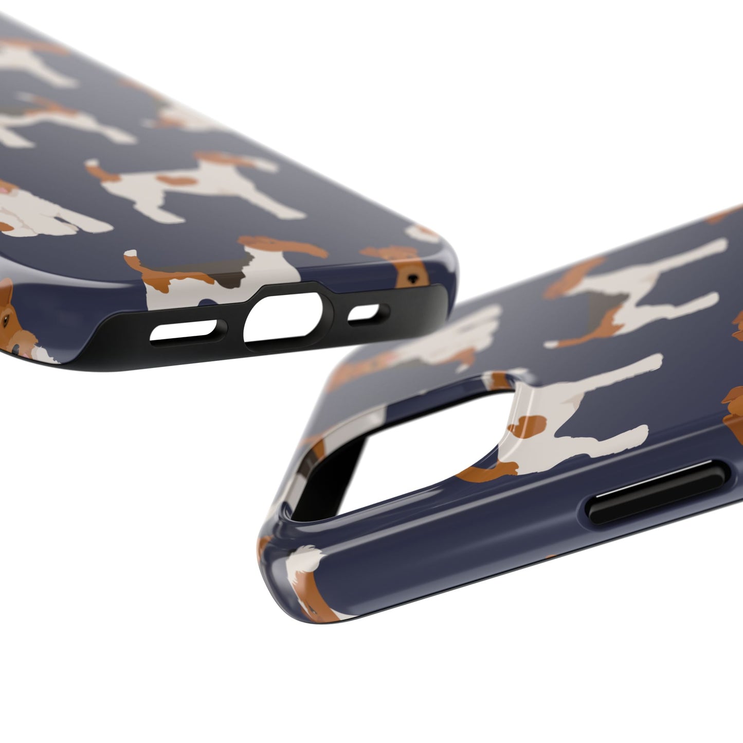Tough Phone Cases with Adorable Fox Terrier in navy Design - Durable Pet Lover Accessory