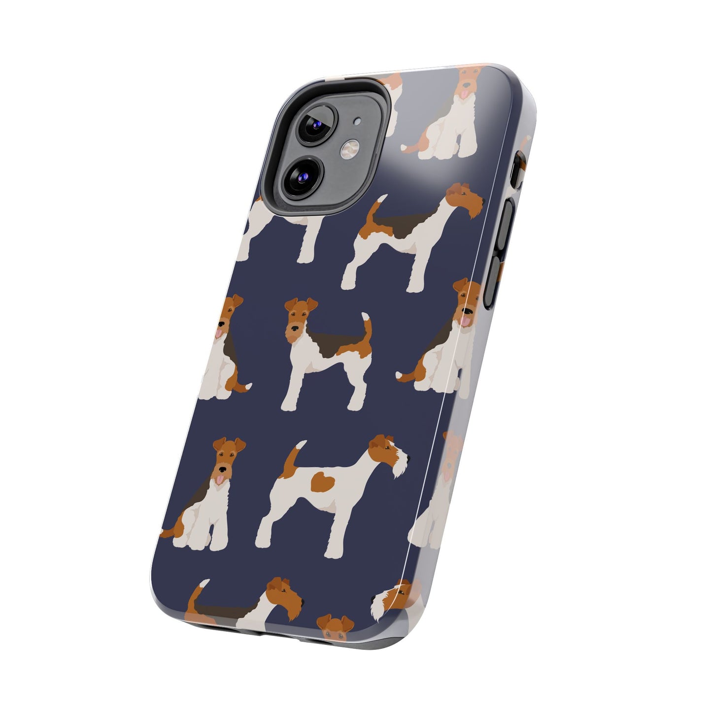Tough Phone Cases with Adorable Fox Terrier in navy Design - Durable Pet Lover Accessory