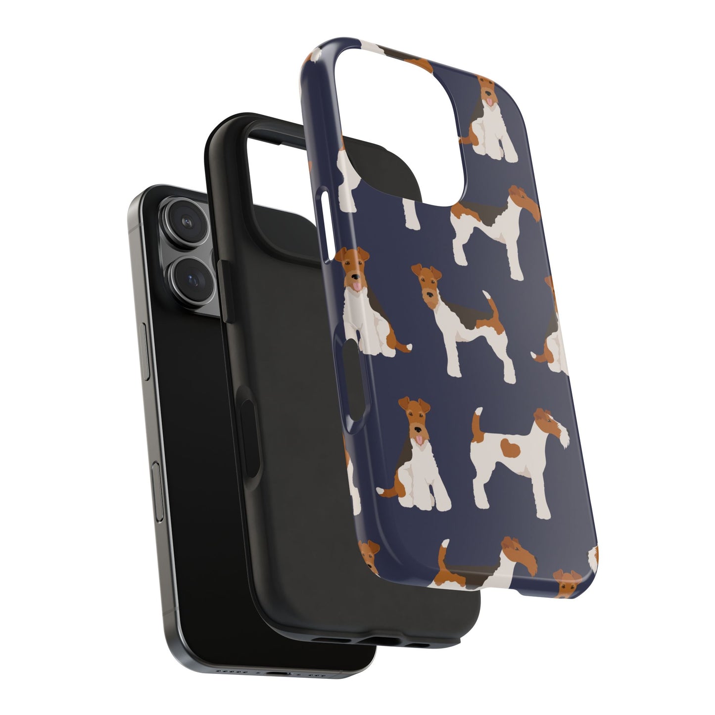 Tough Phone Cases with Adorable Fox Terrier in navy Design - Durable Pet Lover Accessory