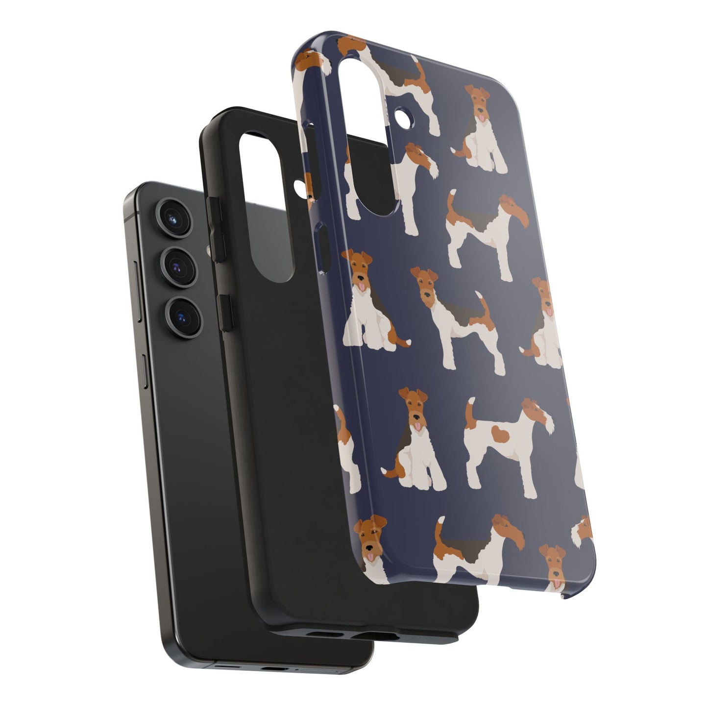 Tough Phone Cases with Adorable Fox Terrier in navy Design - Durable Pet Lover Accessory
