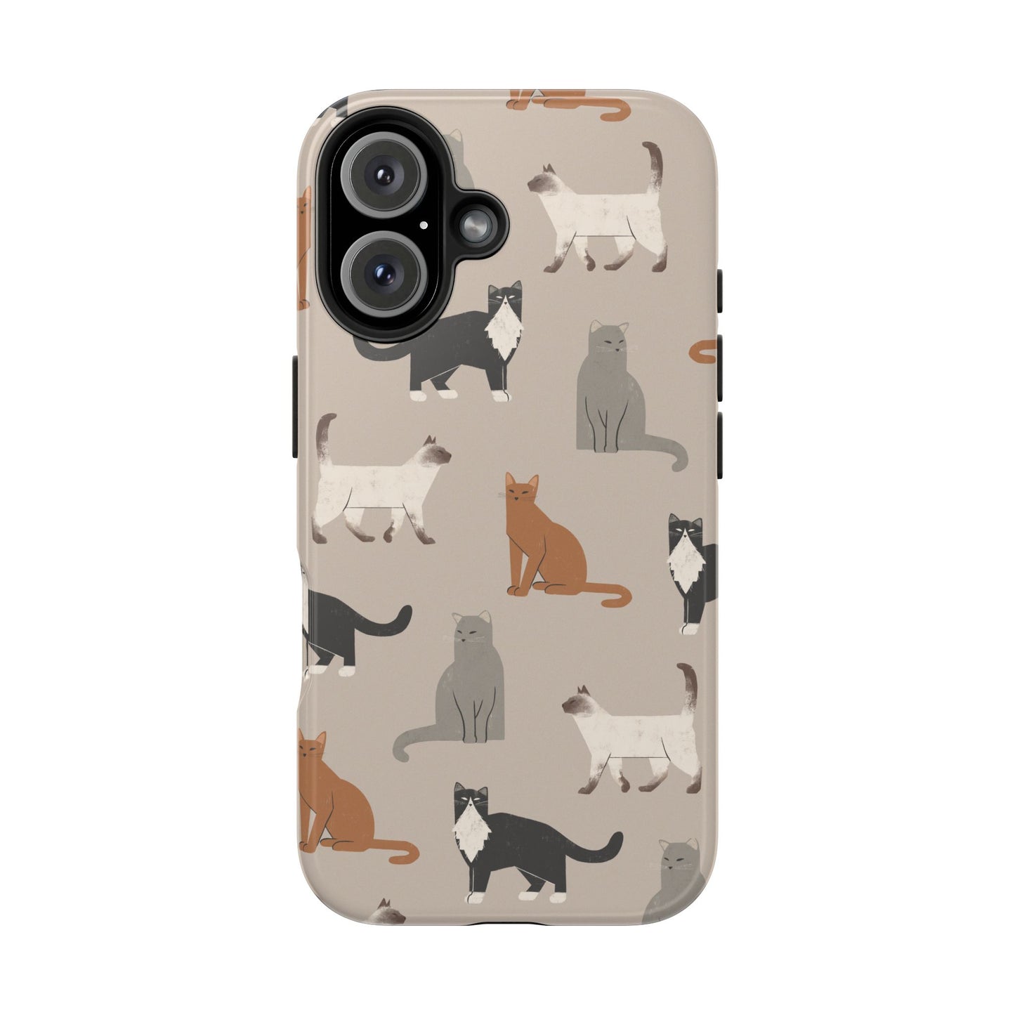 Cubist Cat Pattern Tough Phone Cases for Pet Lovers - Durable Protection and Cute Design
