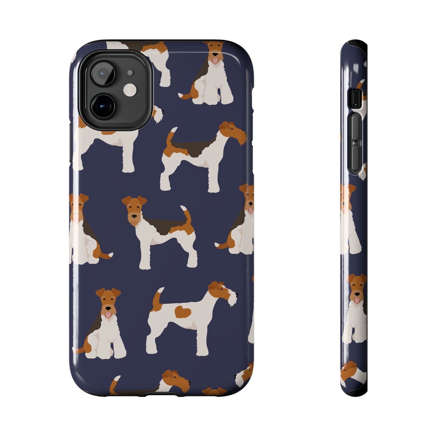 Tough Phone Cases with Adorable Fox Terrier in navy Design - Durable Pet Lover Accessory