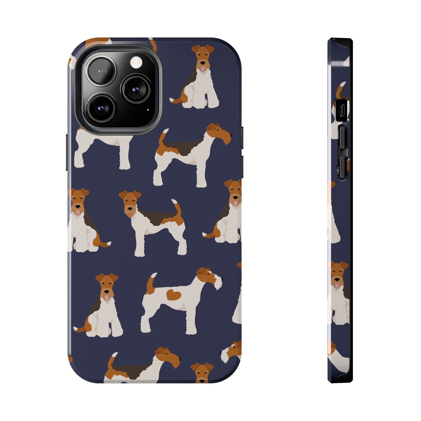 Tough Phone Cases with Adorable Fox Terrier in navy Design - Durable Pet Lover Accessory