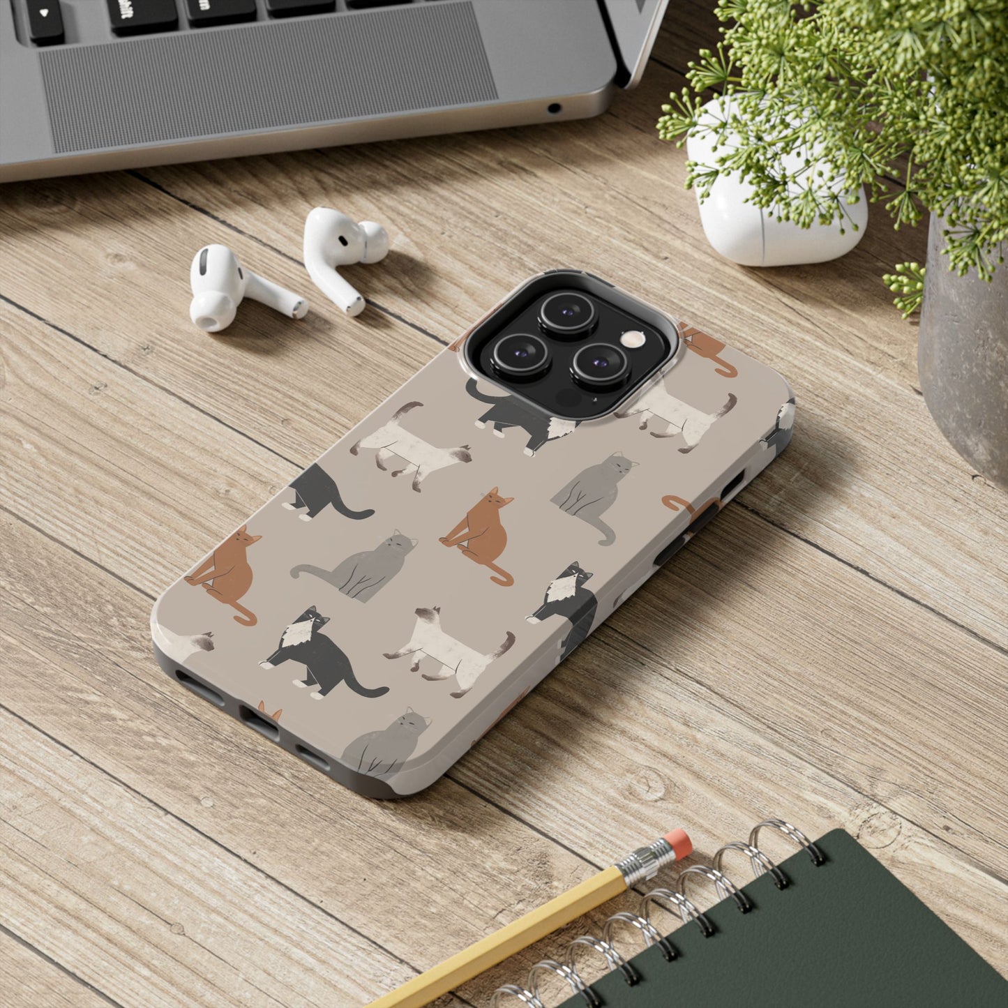 Cubist Cat Pattern Tough Phone Cases for Pet Lovers - Durable Protection and Cute Design
