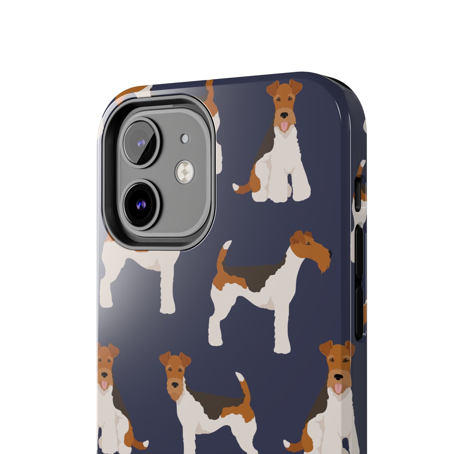 Tough Phone Cases with Adorable Fox Terrier in navy Design - Durable Pet Lover Accessory