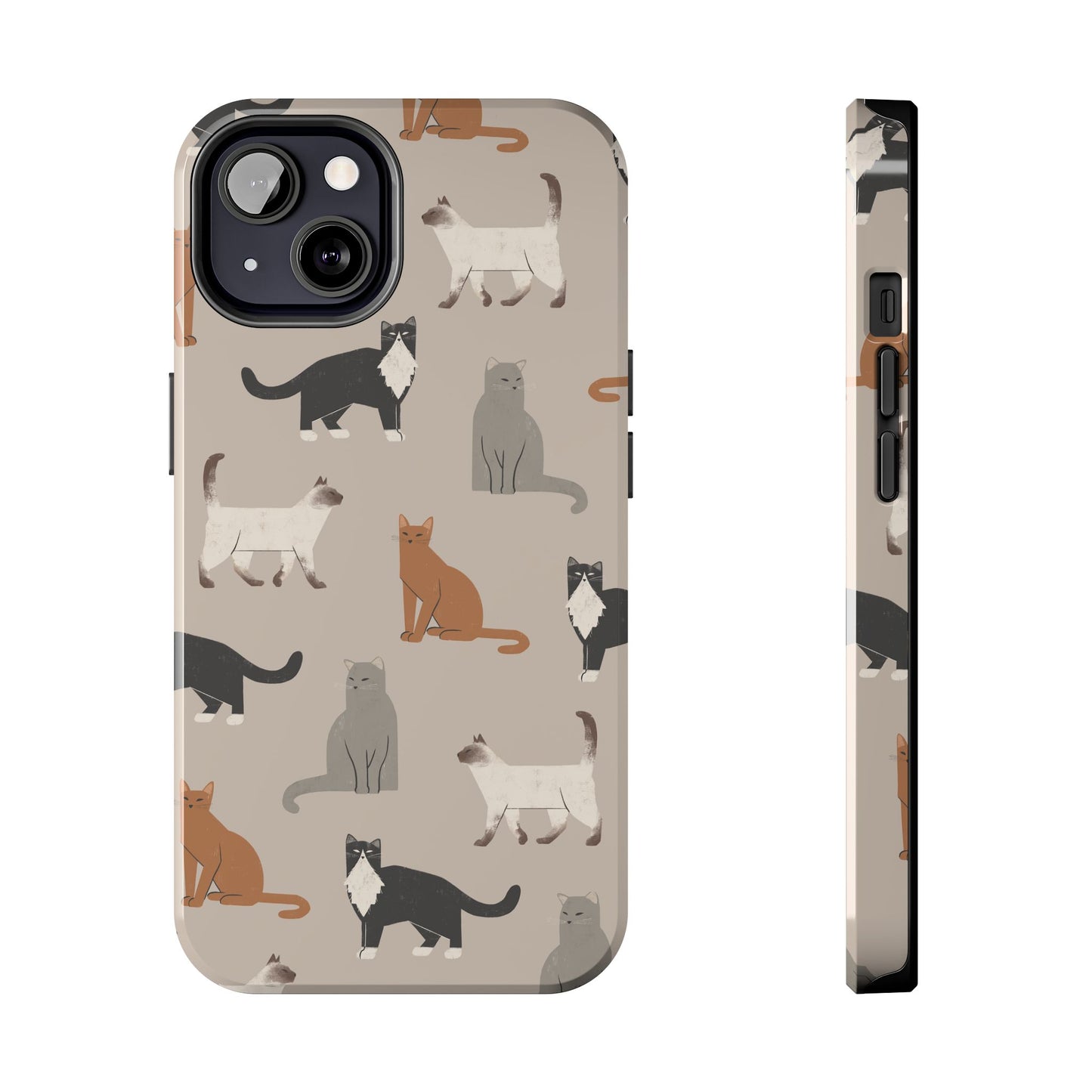 Cubist Cat Pattern Tough Phone Cases for Pet Lovers - Durable Protection and Cute Design