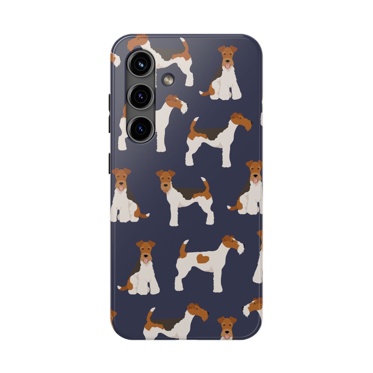 Tough Phone Cases with Adorable Fox Terrier in navy Design - Durable Pet Lover Accessory