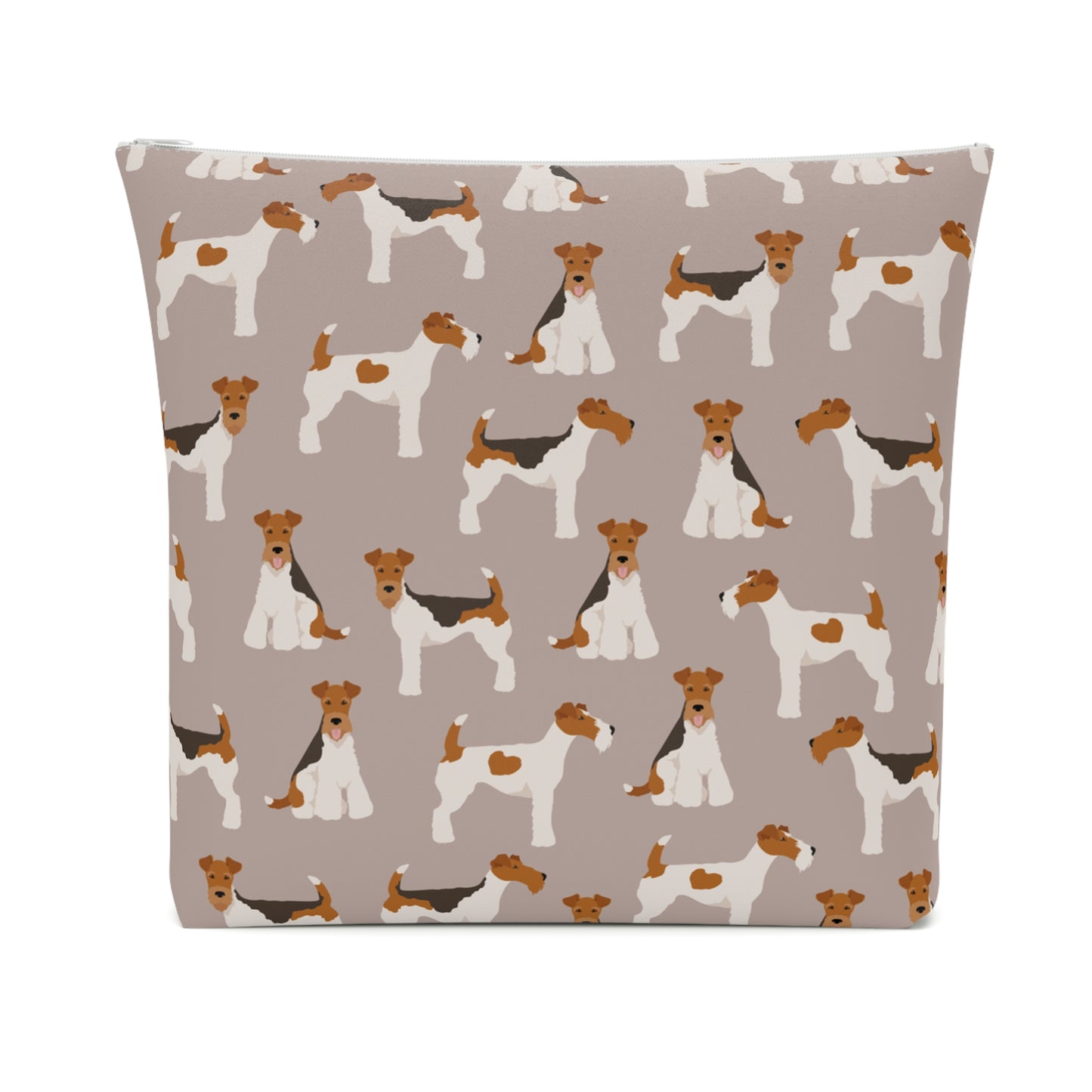 Adorable Wire Fox Terrier Patterned Cotton Cosmetic Bag - Perfect Gift for Pet Lovers