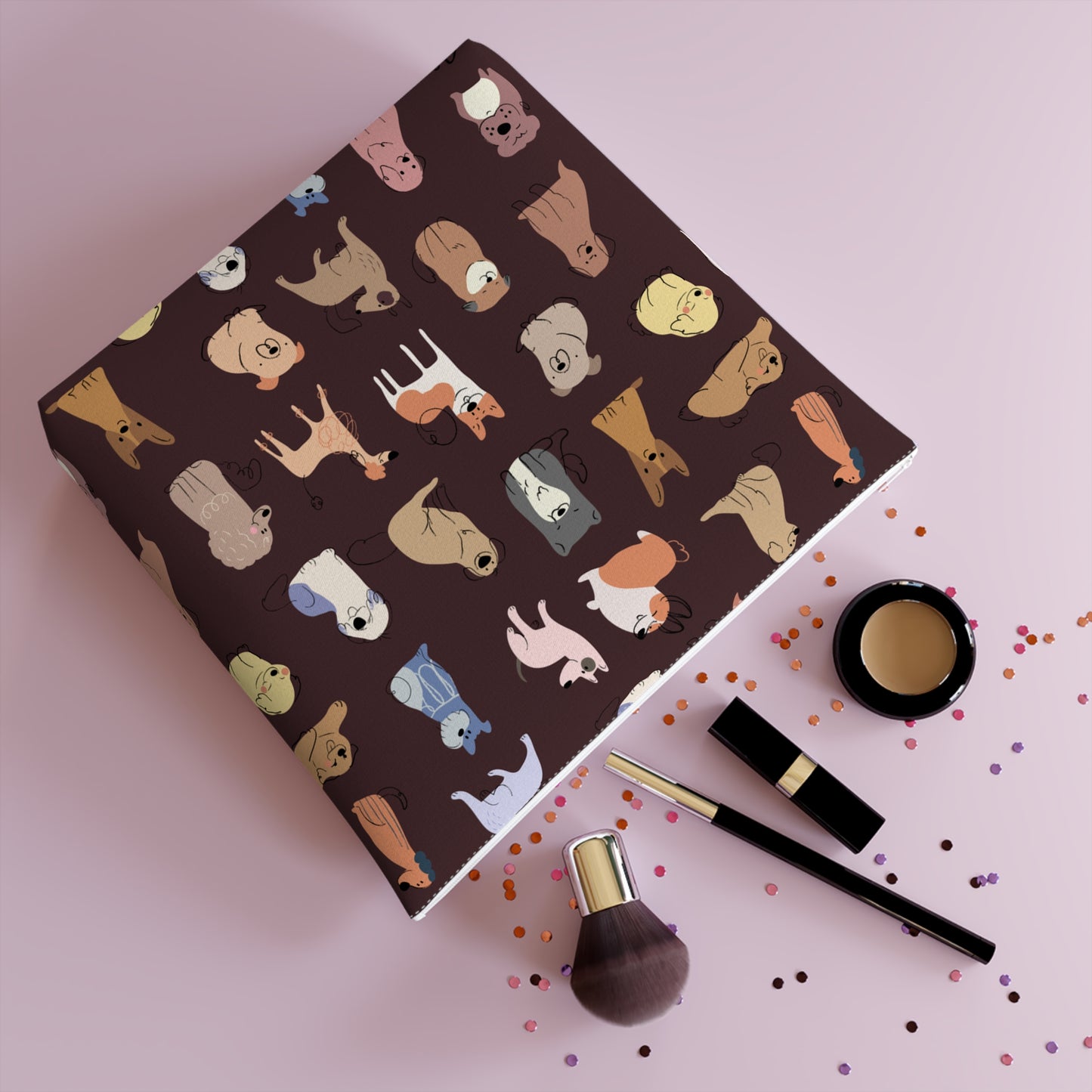 Adorable Dog Patterned Cotton Cosmetic Bag - Perfect Gift for Pet Lovers