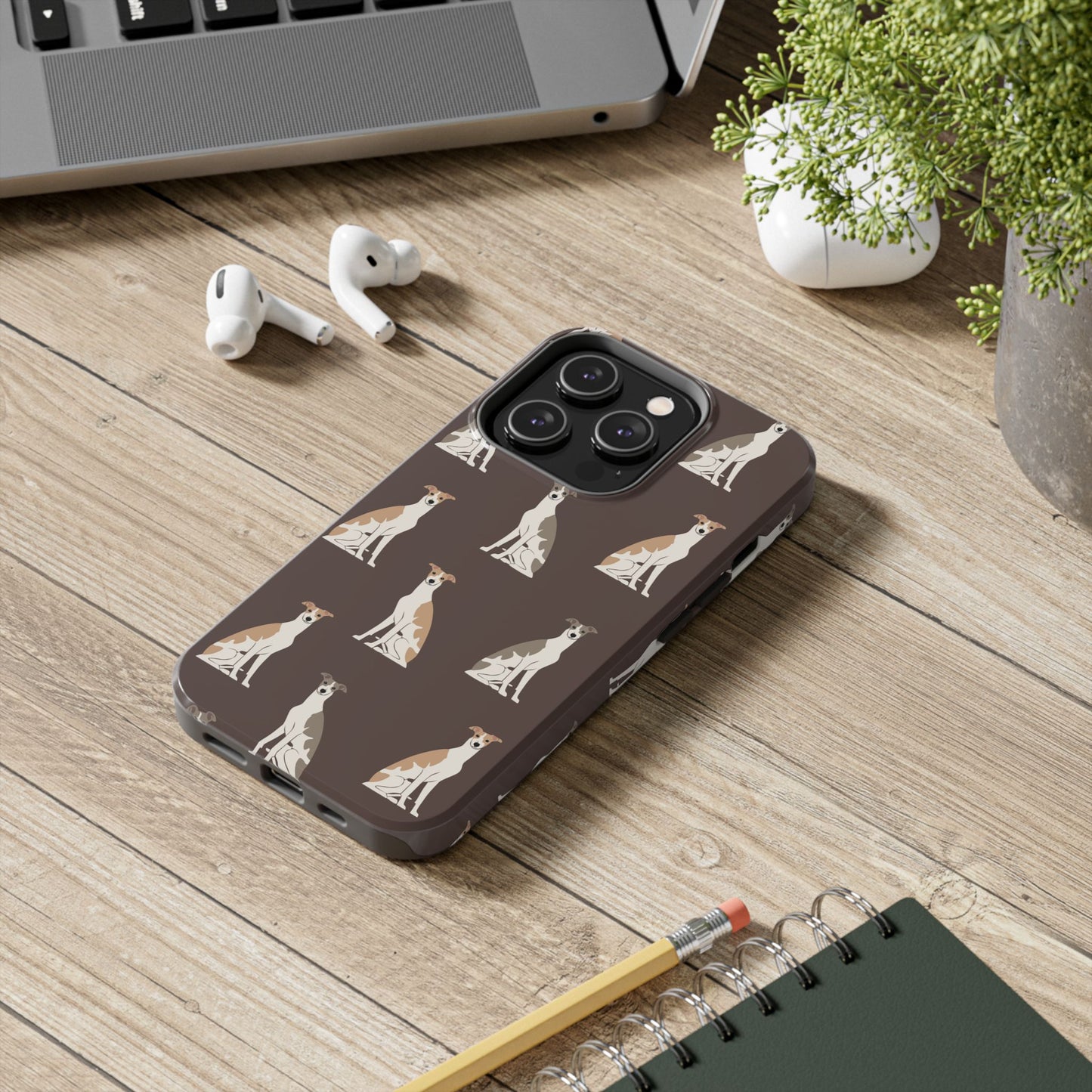 Elegant Grey Hound Pattern Phone Case - Durable & Stylish Dog Lover Accessory
