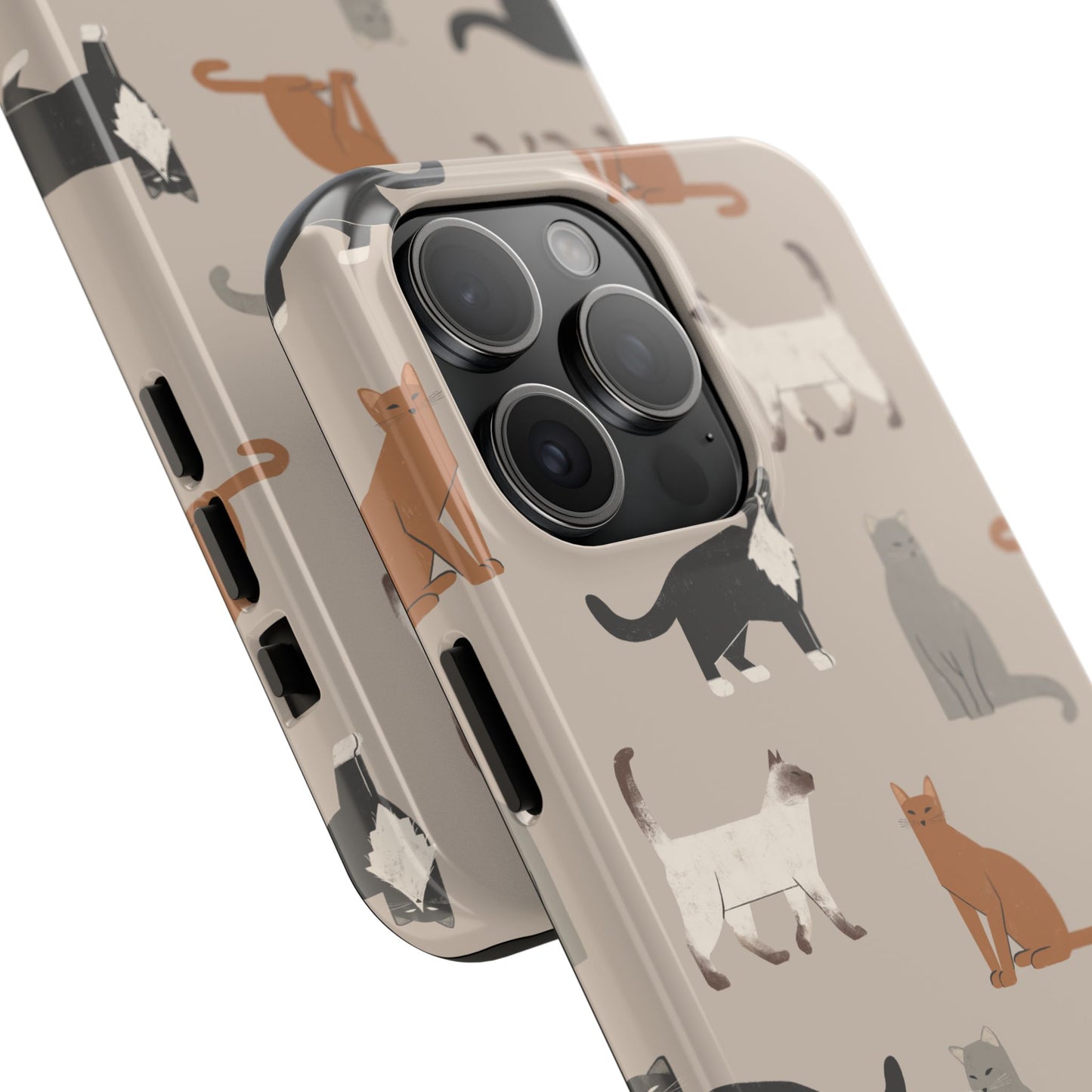 Cubist Cat Pattern Tough Phone Cases for Pet Lovers - Durable Protection and Cute Design