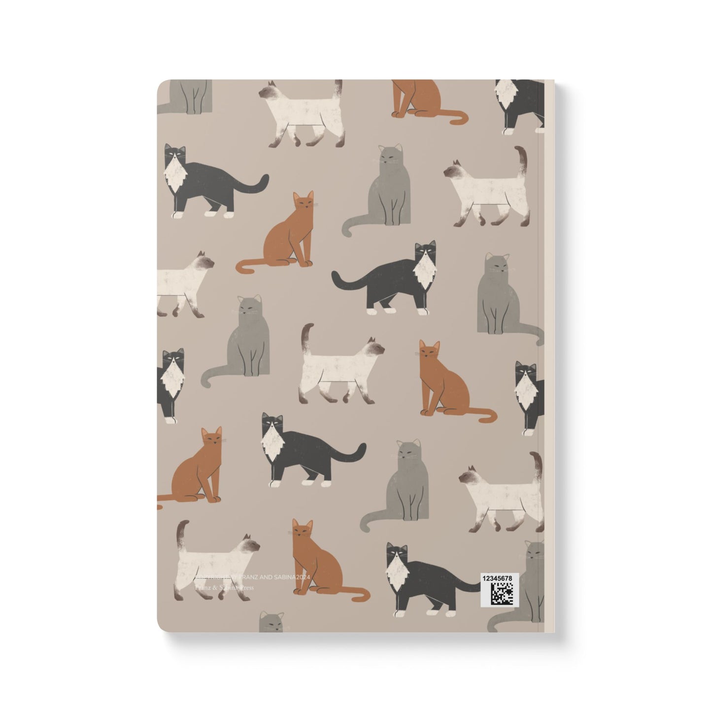 Whimsical Cat Pattern Softcover Journal – Perfect for Cat Lovers & Note-Taking