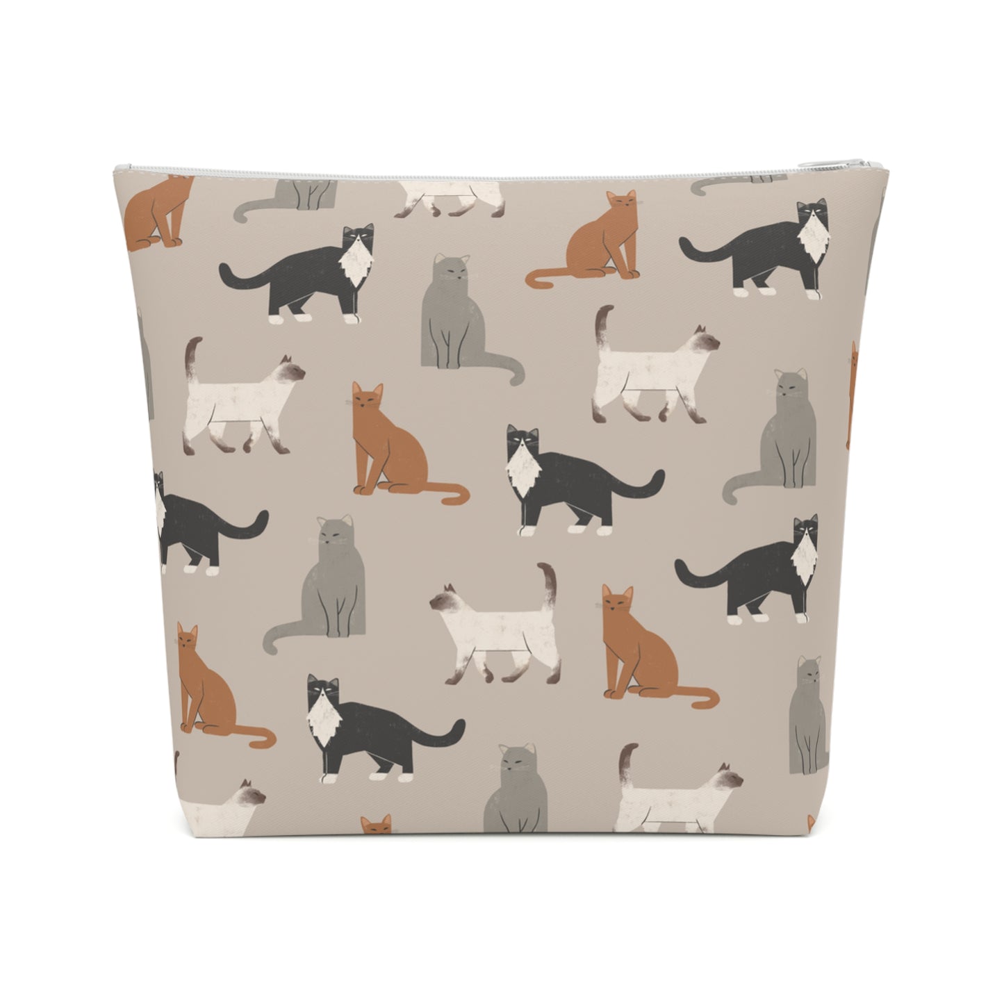 Cute Cubist Cat Print Cotton Cosmetic Bag - Pet Lover Gift