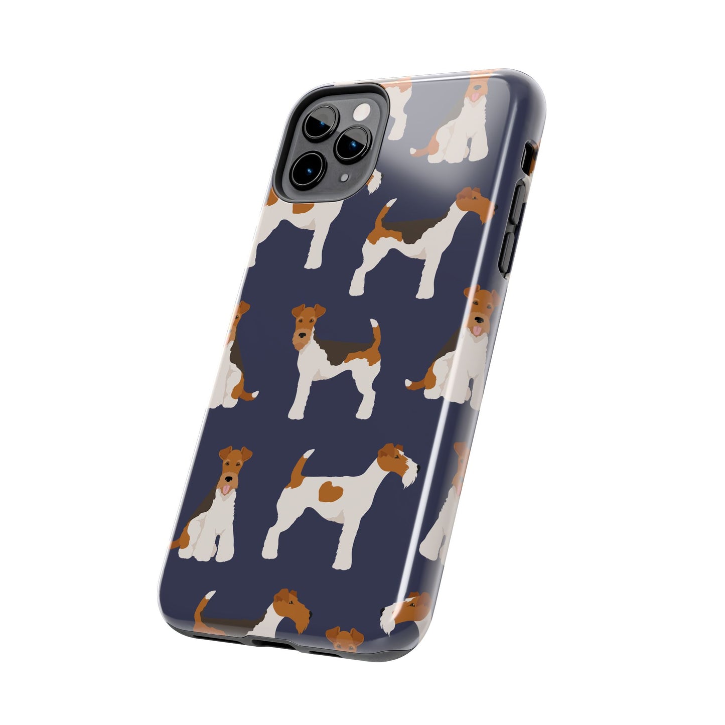 Tough Phone Cases with Adorable Fox Terrier in navy Design - Durable Pet Lover Accessory