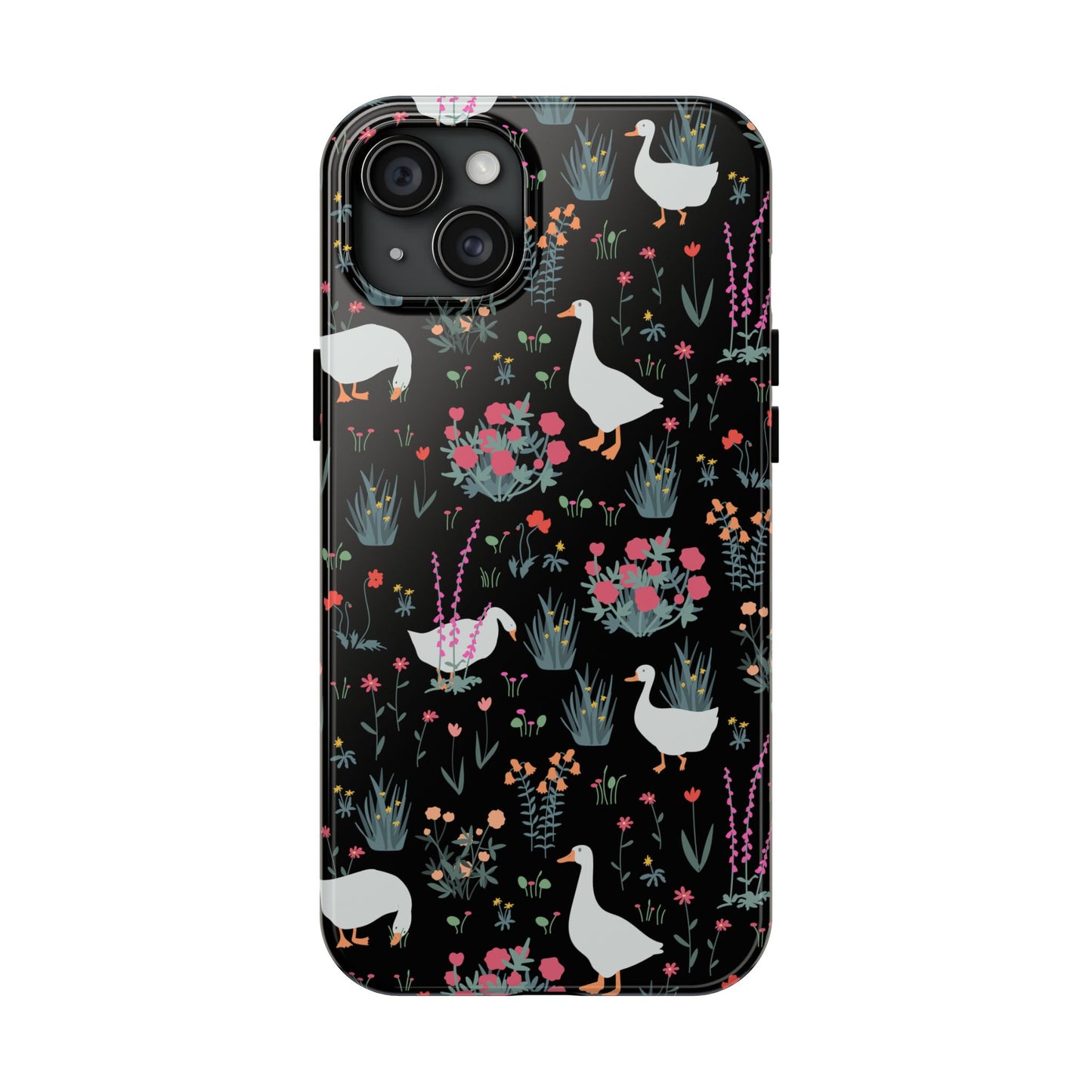 Whimsical Floral Duck Tough Phone Case - Stylish Protection for Your Device