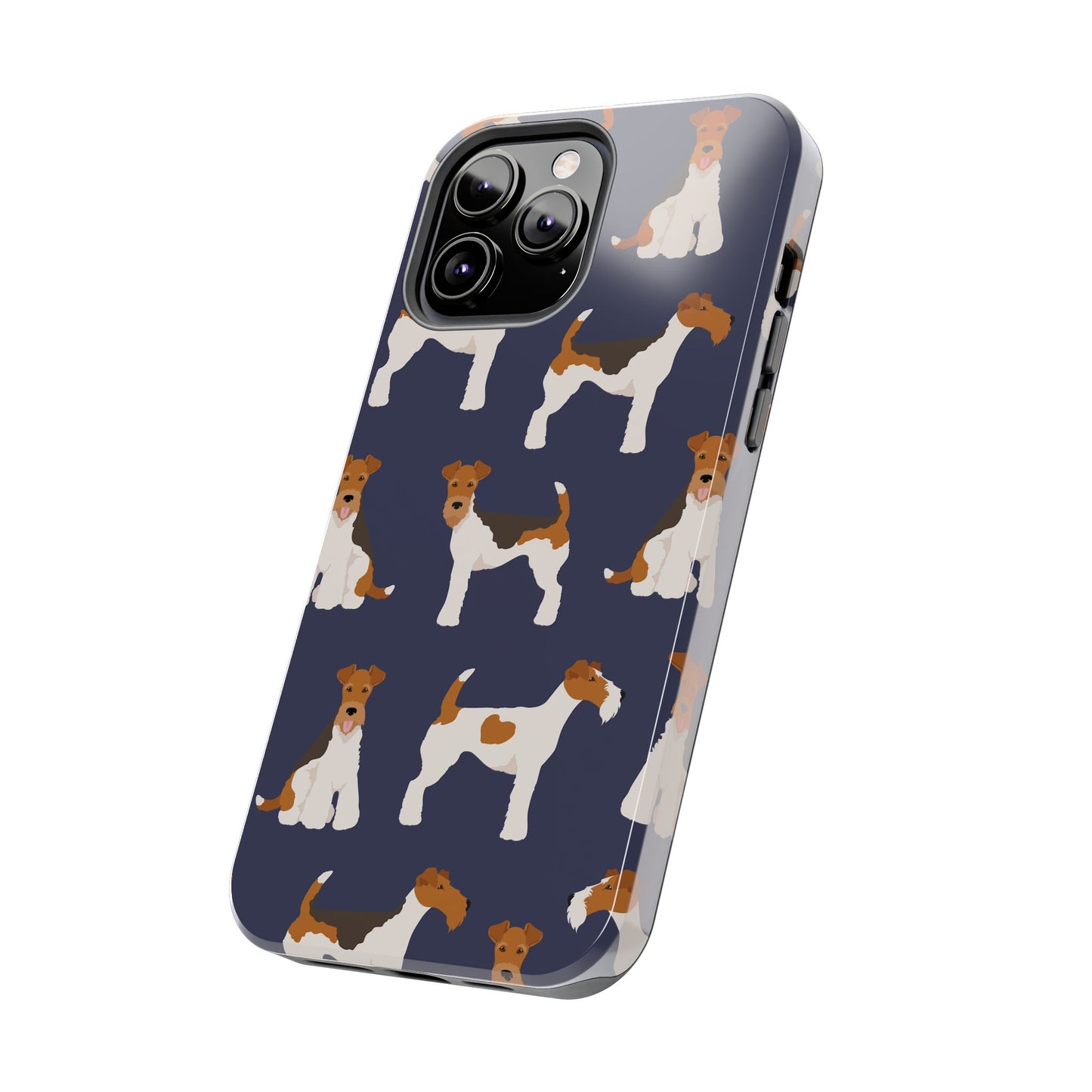 Tough Phone Cases with Adorable Fox Terrier in navy Design - Durable Pet Lover Accessory