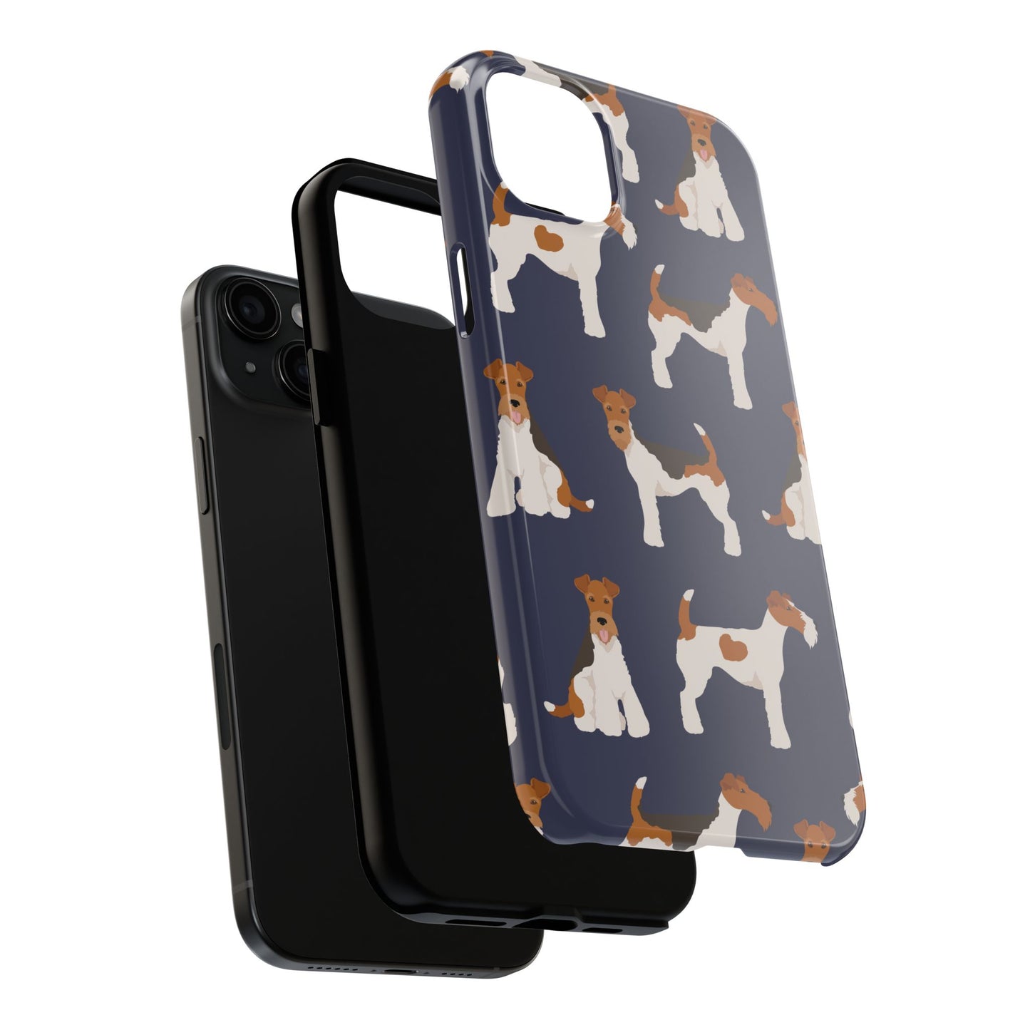 Tough Phone Cases with Adorable Fox Terrier in navy Design - Durable Pet Lover Accessory