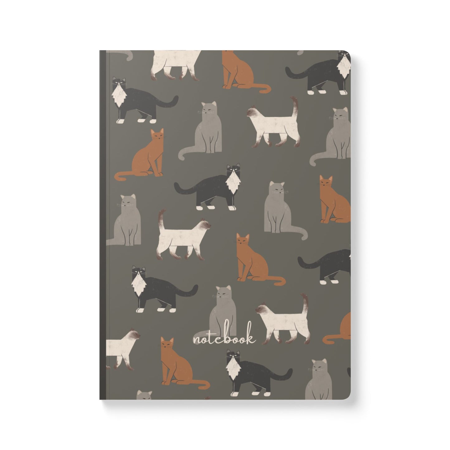 Cubists Cat On Charcoal Softcover Journal with Inside Prints - Perfect Gift for Cat Lovers