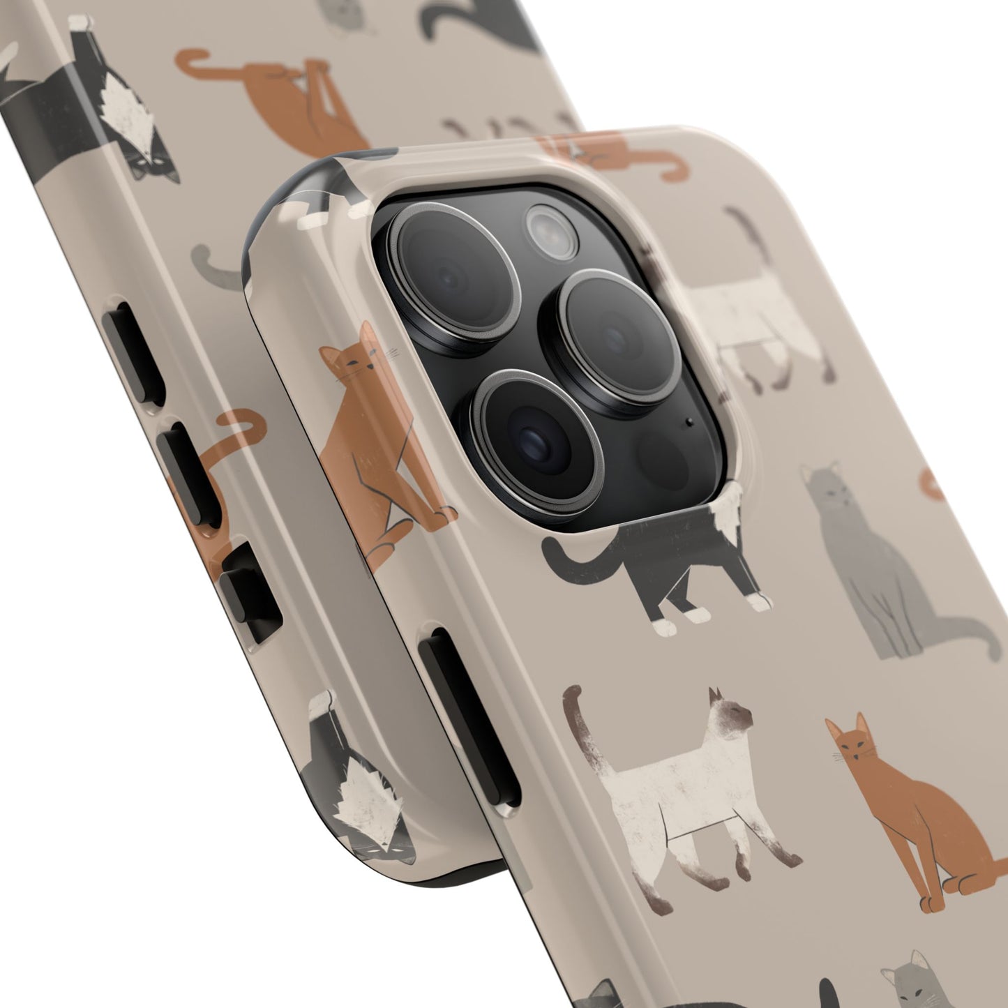 Cubist Cat Pattern Tough Phone Cases for Pet Lovers - Durable Protection and Cute Design