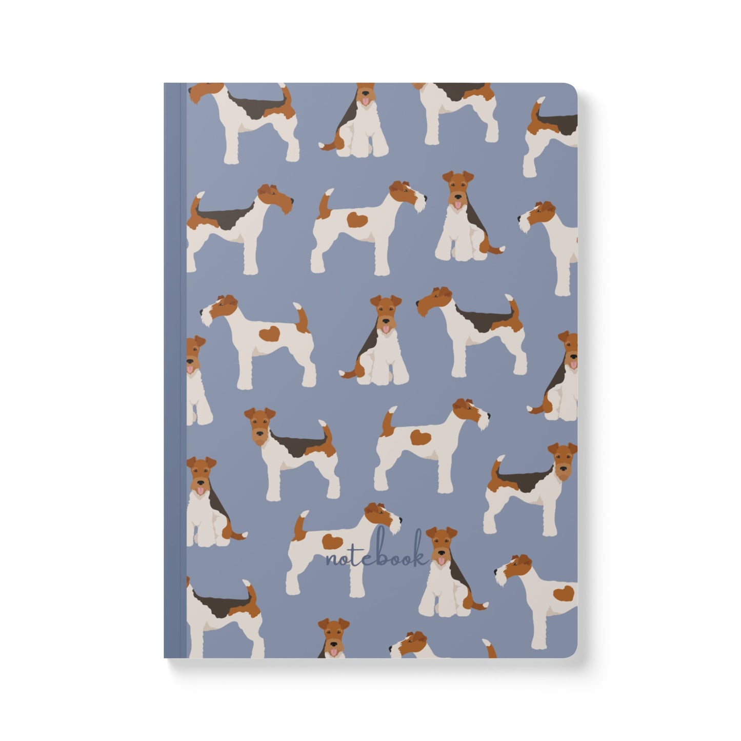 Adorable Wire Fox Terrier On Blue-Themed Softcover Journal - Perfect for Pet Lovers