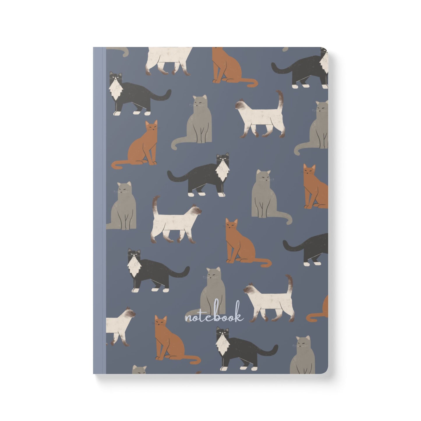 Adorable Cubist Cat On Blue-Themed Softcover Journal - Perfect for Pet Lovers