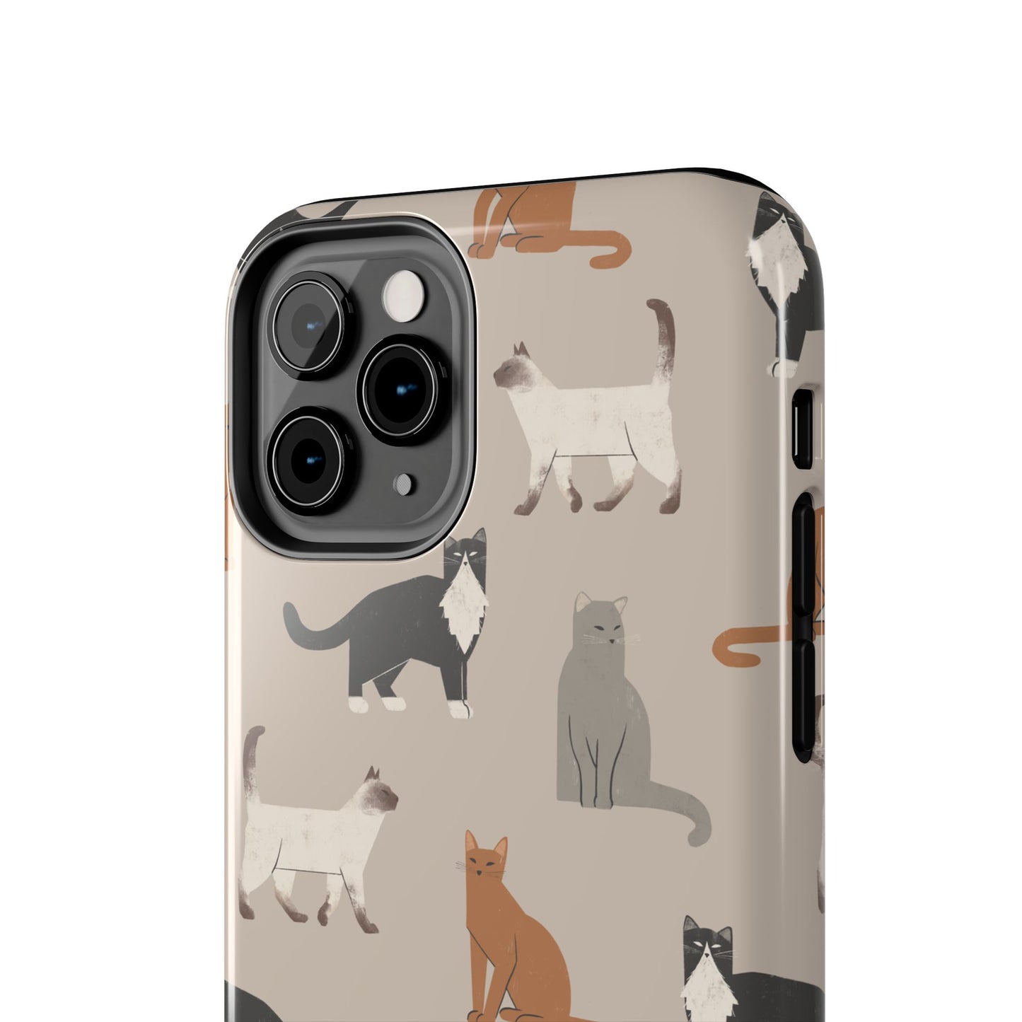 Cubist Cat Pattern Tough Phone Cases for Pet Lovers - Durable Protection and Cute Design