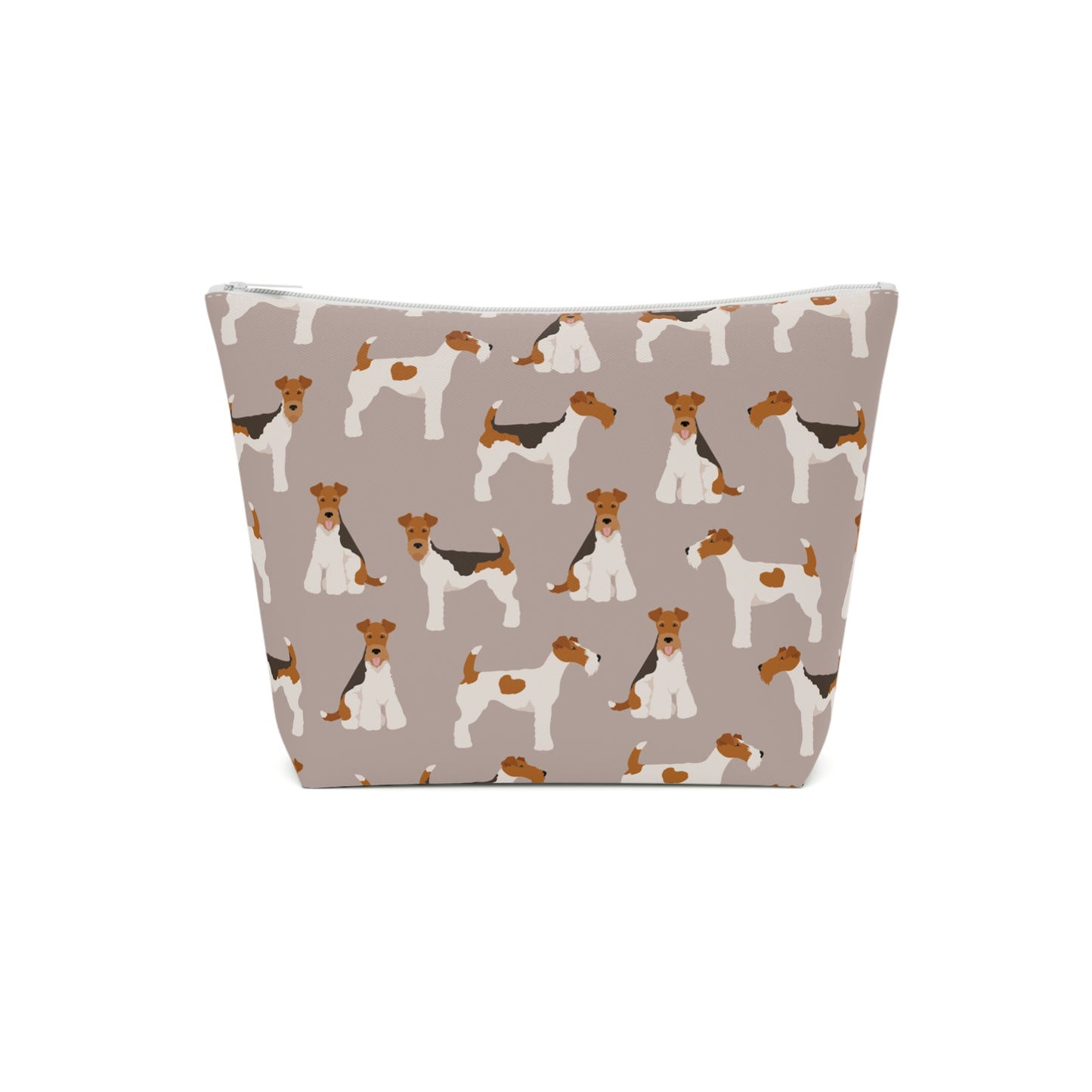 Adorable Wire Fox Terrier Patterned Cotton Cosmetic Bag - Perfect Gift for Pet Lovers