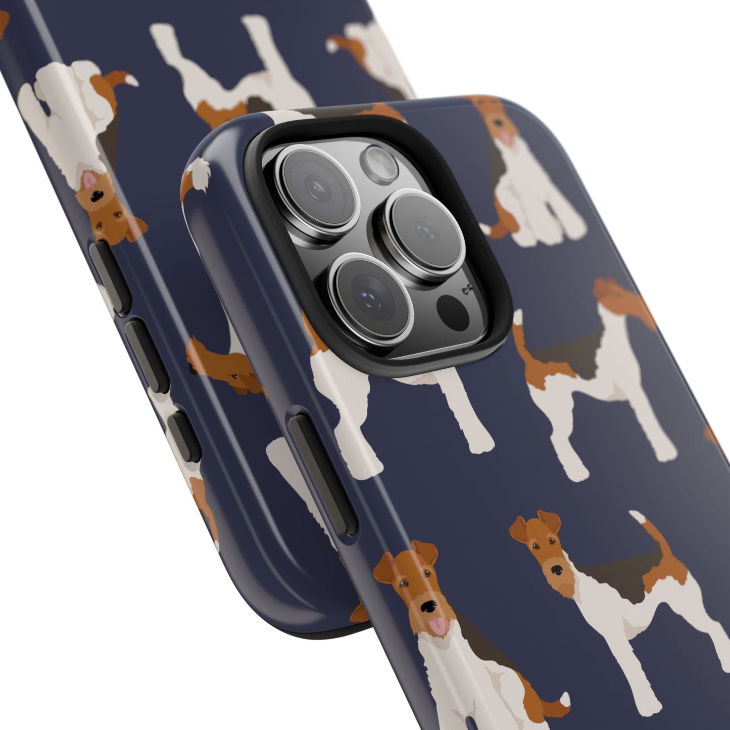 Tough Phone Cases with Adorable Fox Terrier in navy Design - Durable Pet Lover Accessory