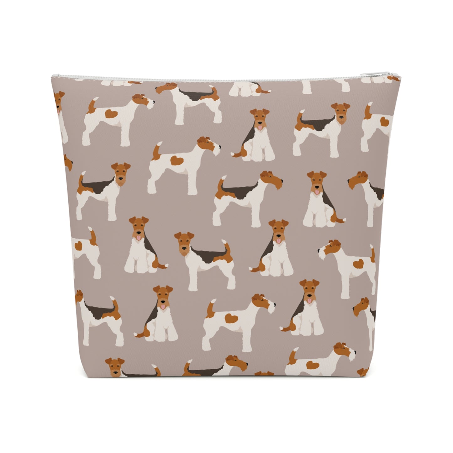 Adorable Wire Fox Terrier Patterned Cotton Cosmetic Bag - Perfect Gift for Pet Lovers