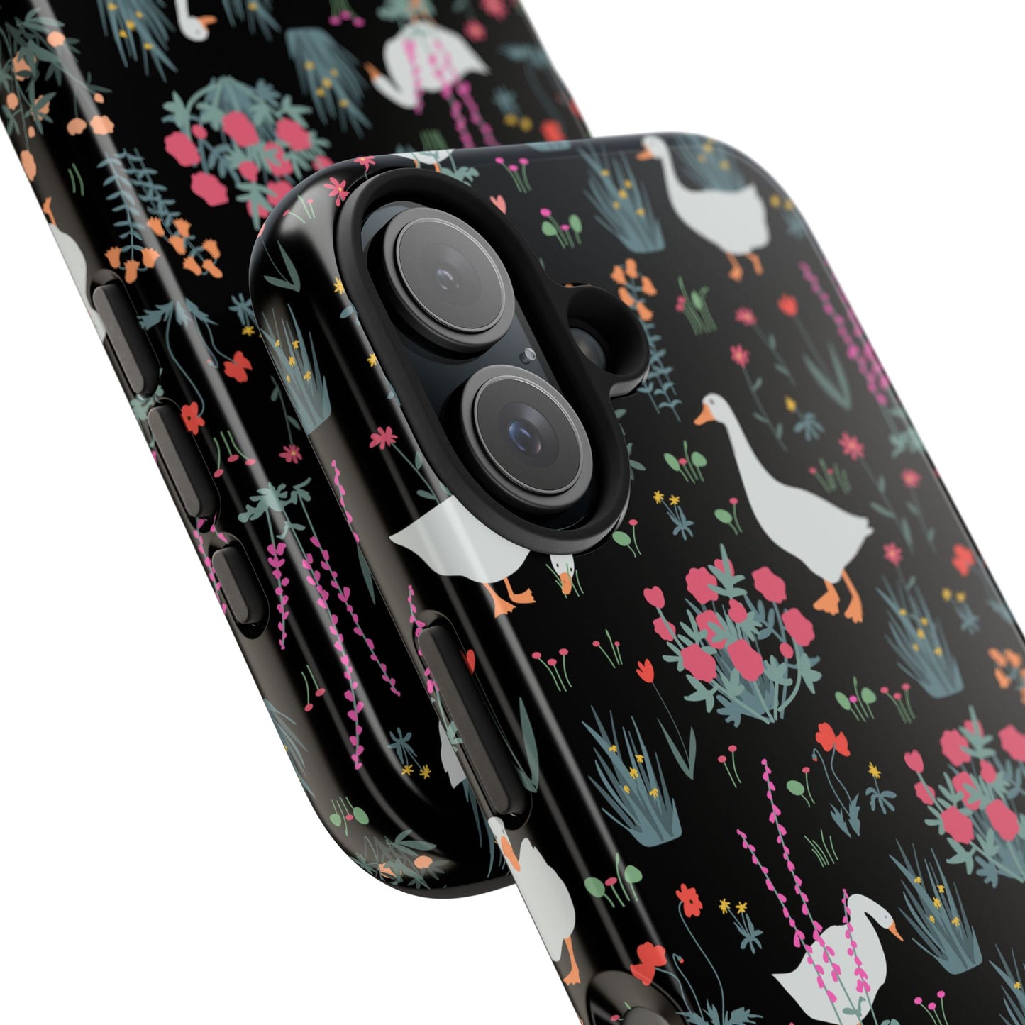 Whimsical Floral Duck Tough Phone Case - Stylish Protection for Your Device