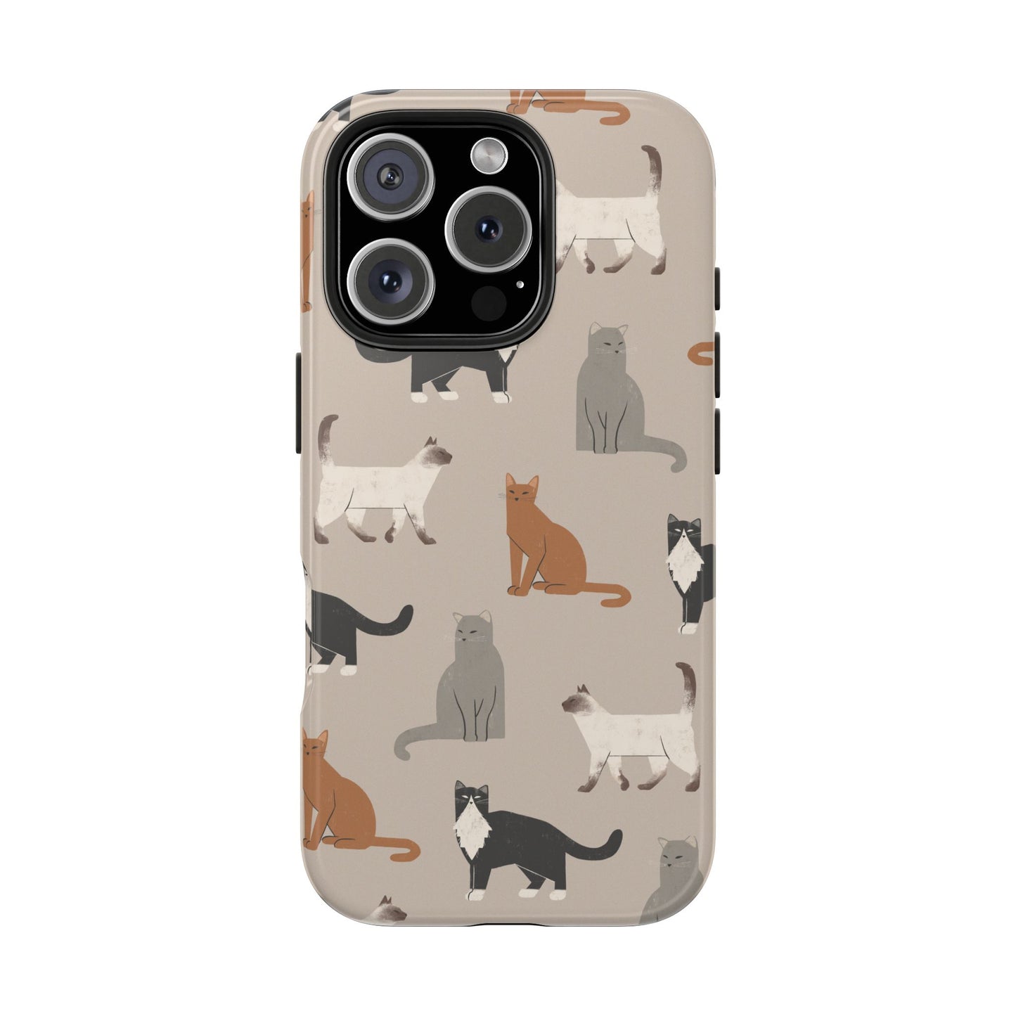 Cubist Cat Pattern Tough Phone Cases for Pet Lovers - Durable Protection and Cute Design