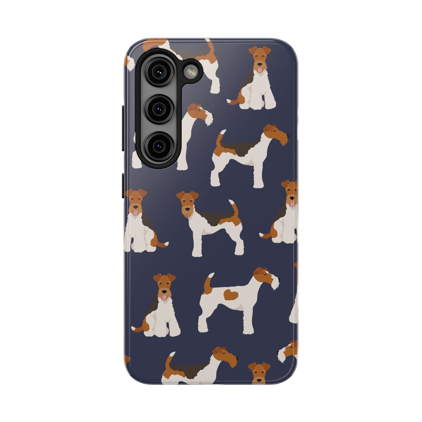 Tough Phone Cases with Adorable Fox Terrier in navy Design - Durable Pet Lover Accessory
