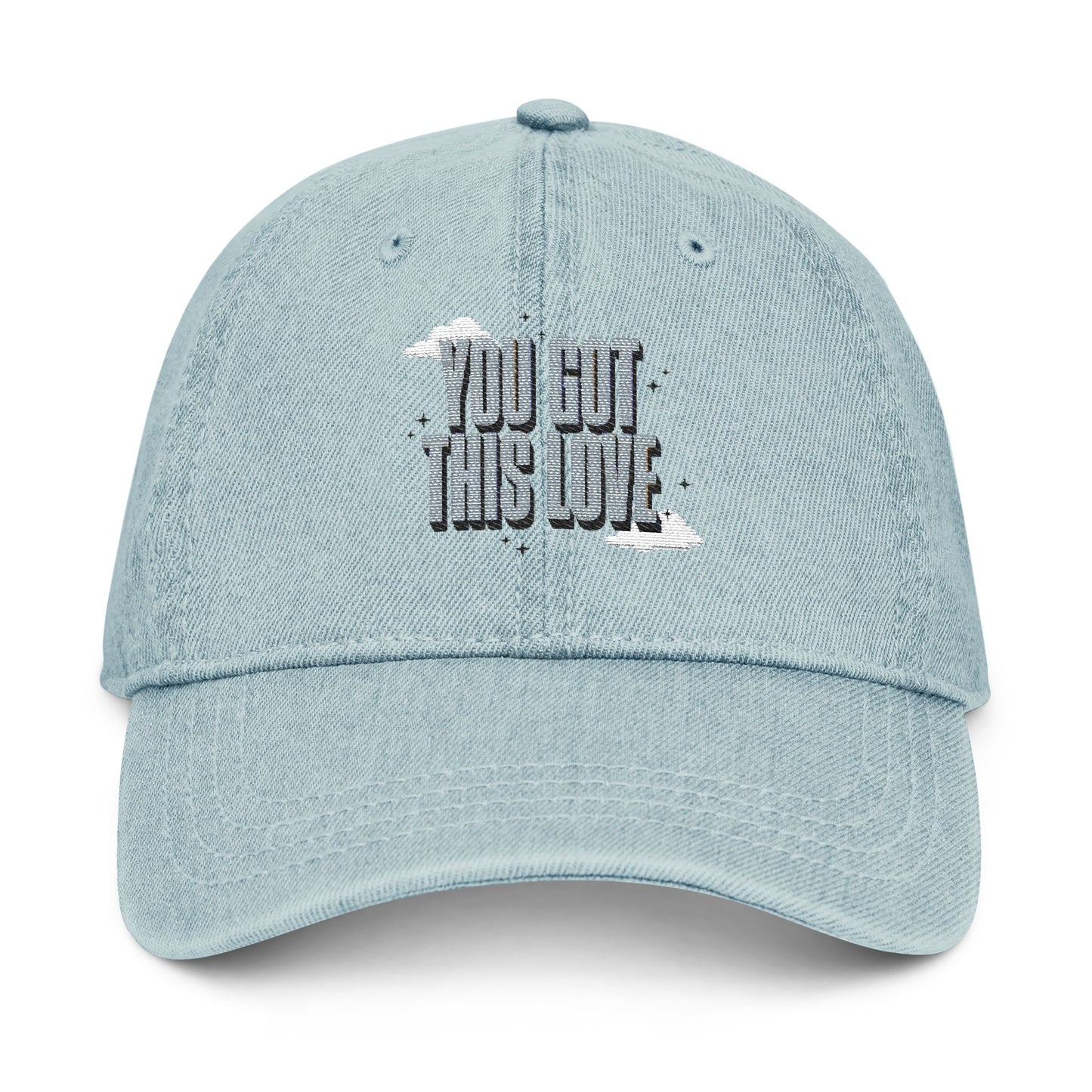 Embroidered Denim Hat - "You Hut This Love" Casual Cap