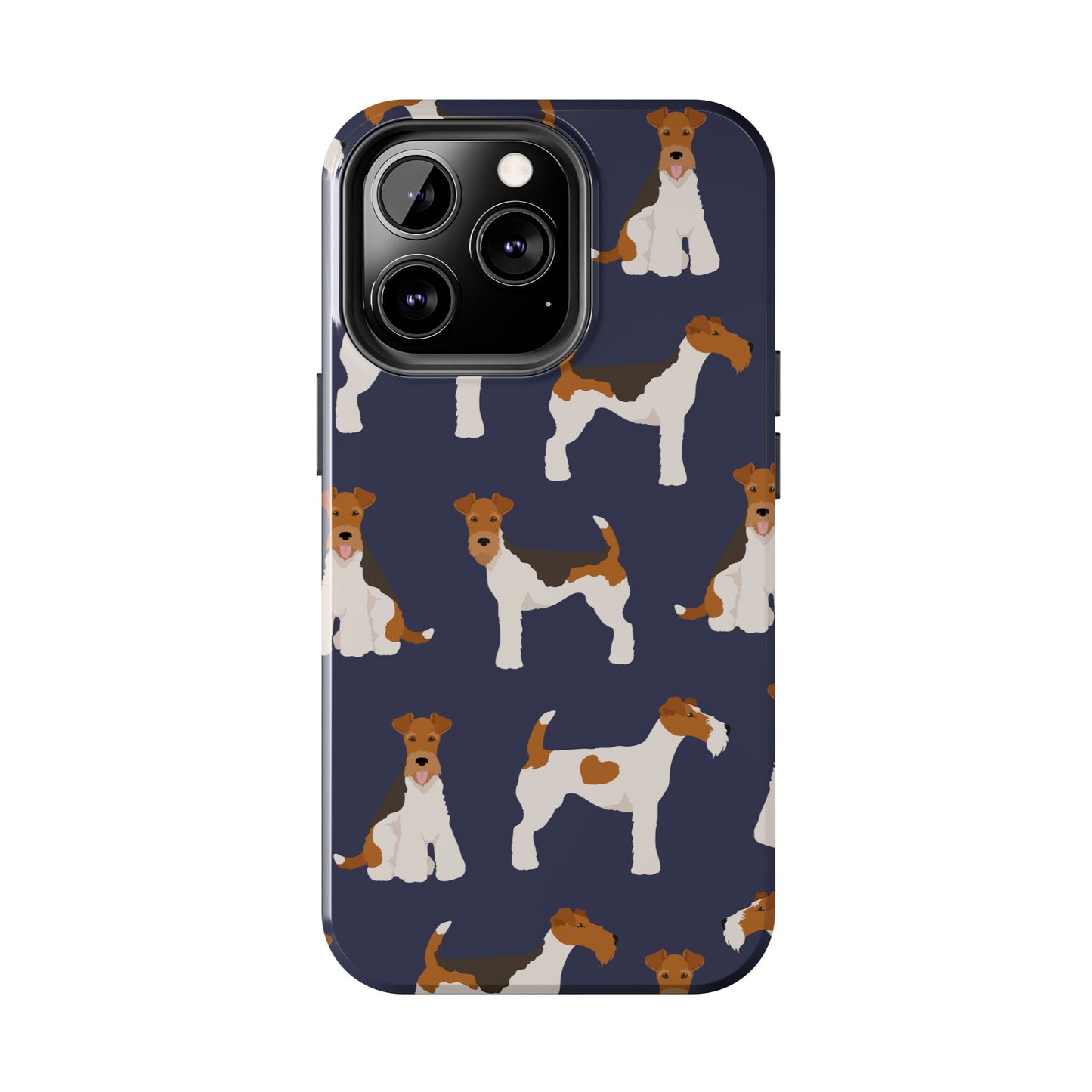 Tough Phone Cases with Adorable Fox Terrier in navy Design - Durable Pet Lover Accessory