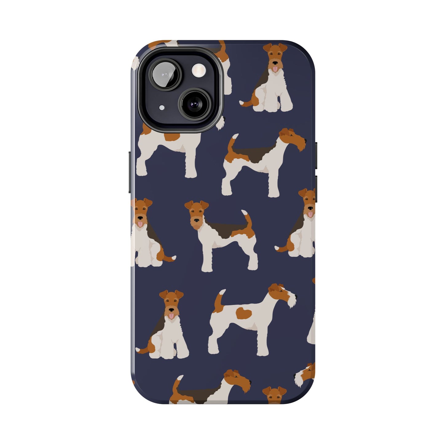 Tough Phone Cases with Adorable Fox Terrier in navy Design - Durable Pet Lover Accessory