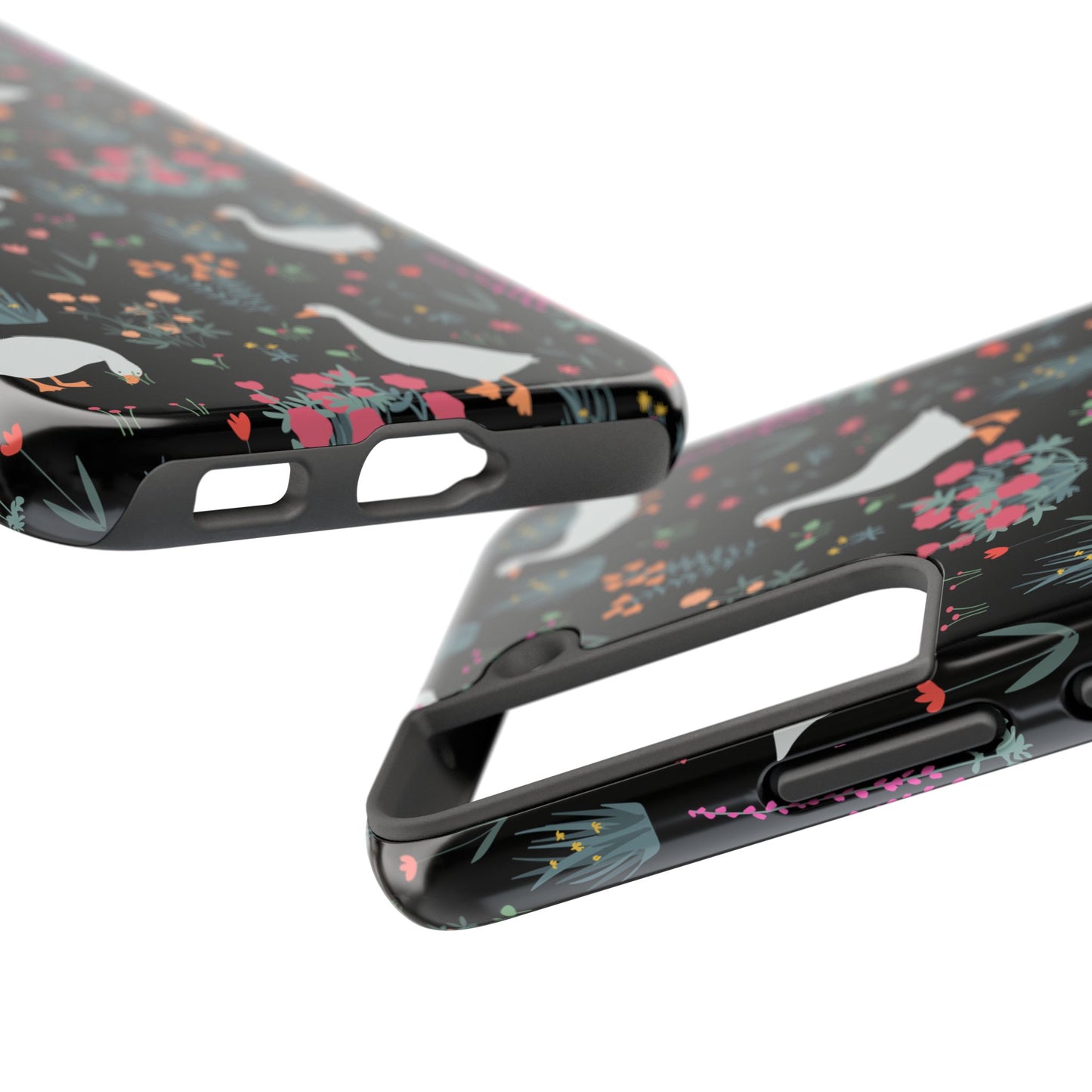 Whimsical Floral Duck Tough Phone Case - Stylish Protection for Your Device