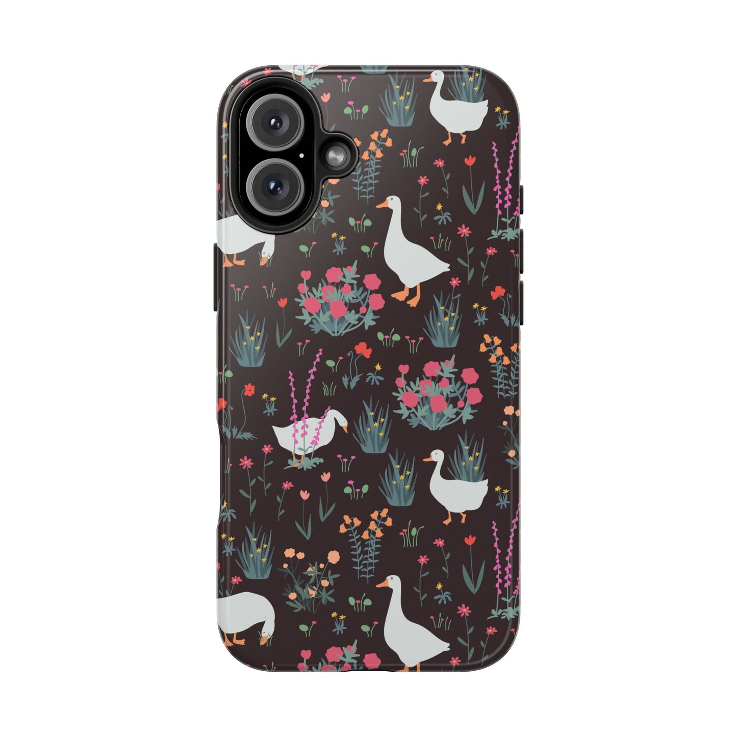 Whimsical Floral Goose Tough Phone Case - Stylish Protection for Nature Lovers