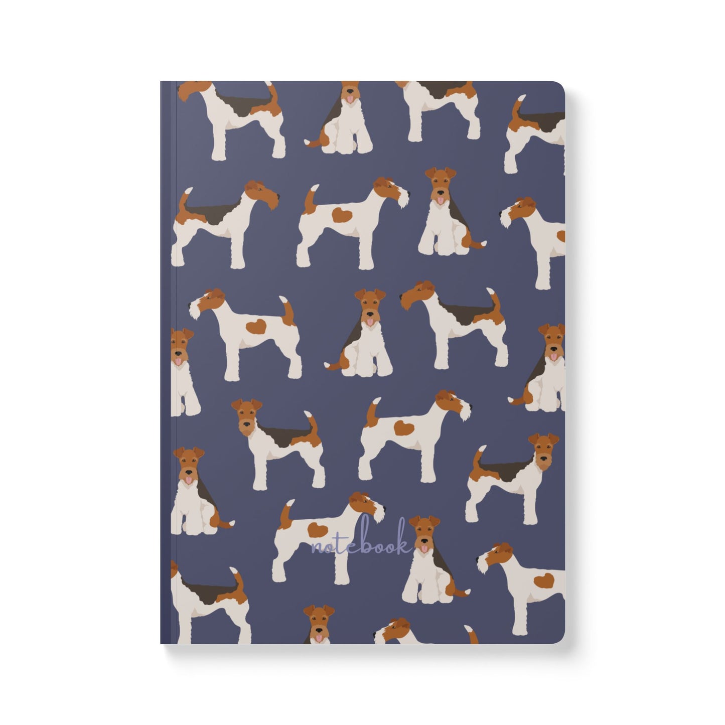 Adorable Wire Fox Terrier On Navy-Themed Softcover Journal - Perfect for Pet Lovers