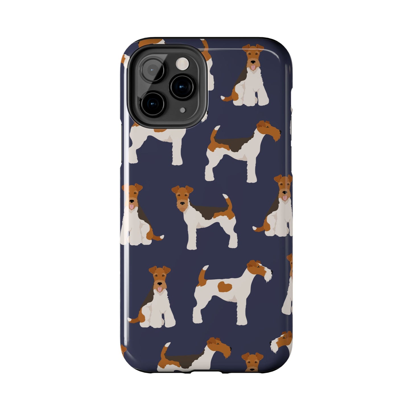 Tough Phone Cases with Adorable Fox Terrier in navy Design - Durable Pet Lover Accessory