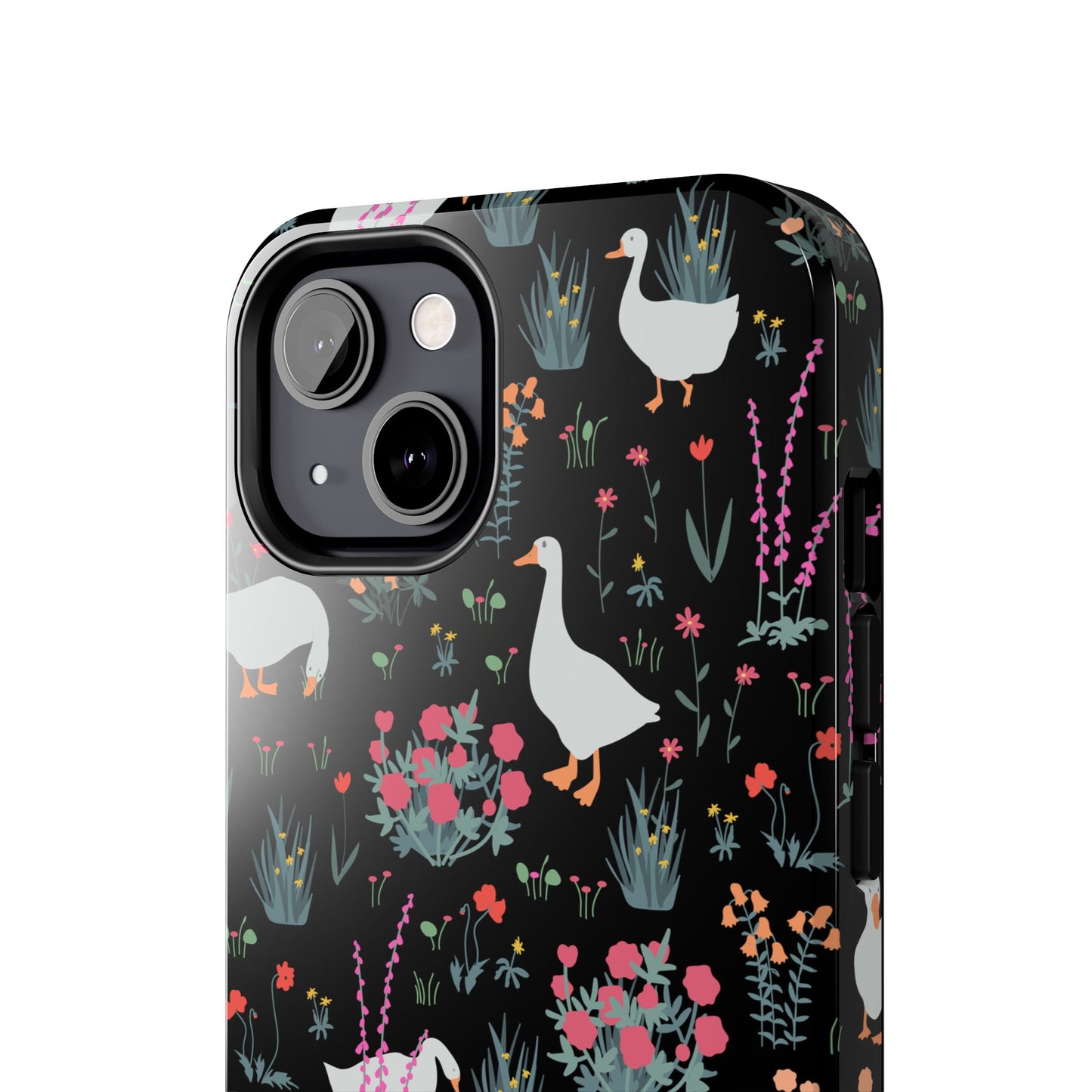 Whimsical Floral Duck Tough Phone Case - Stylish Protection for Your Device