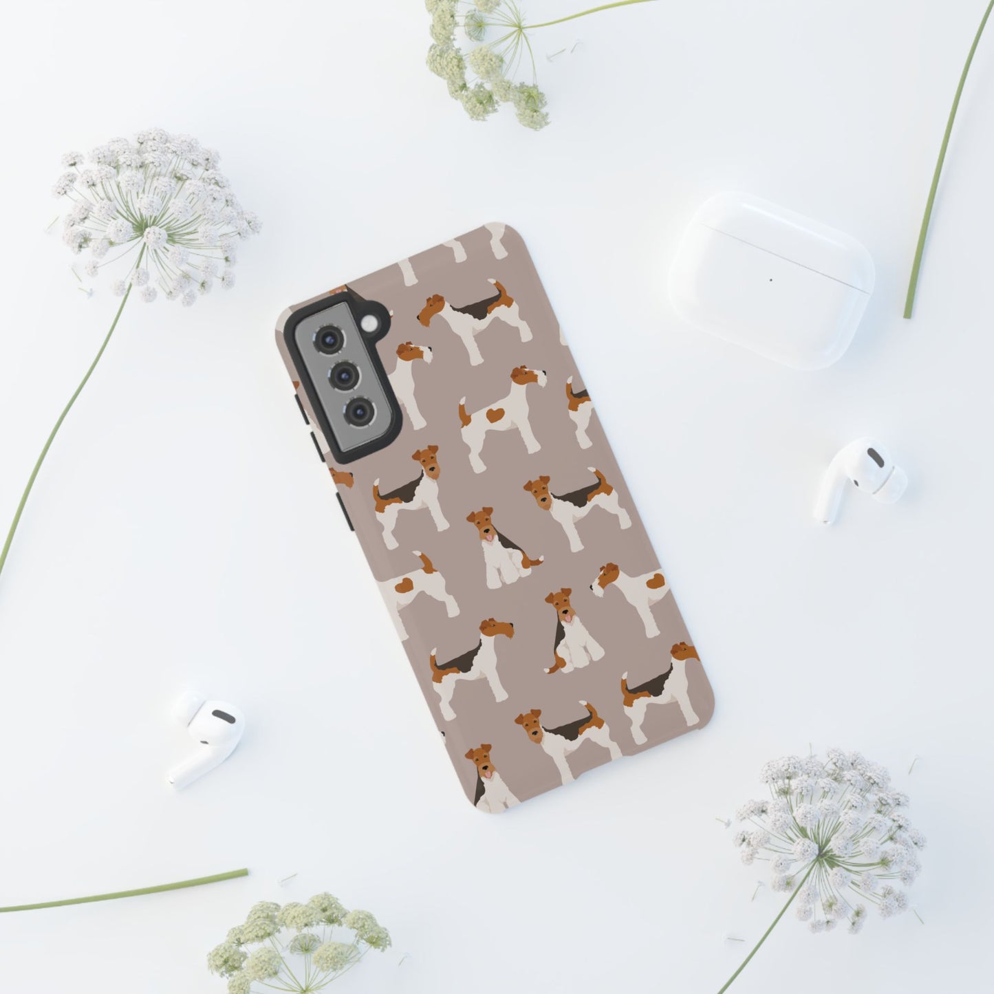 Dog Lover Tough Case - Stylish Phone Case Featuring Playful Fox Terriers