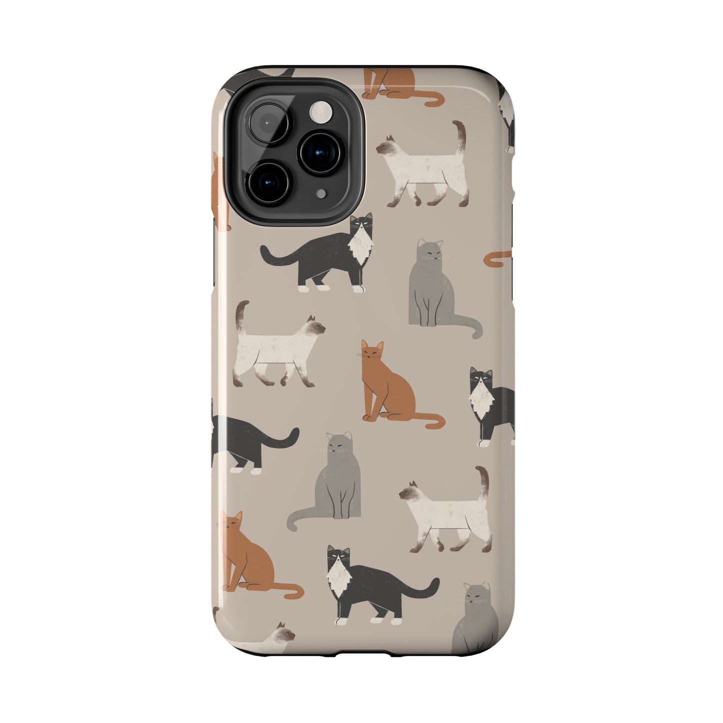 Cubist Cat Pattern Tough Phone Cases for Pet Lovers - Durable Protection and Cute Design