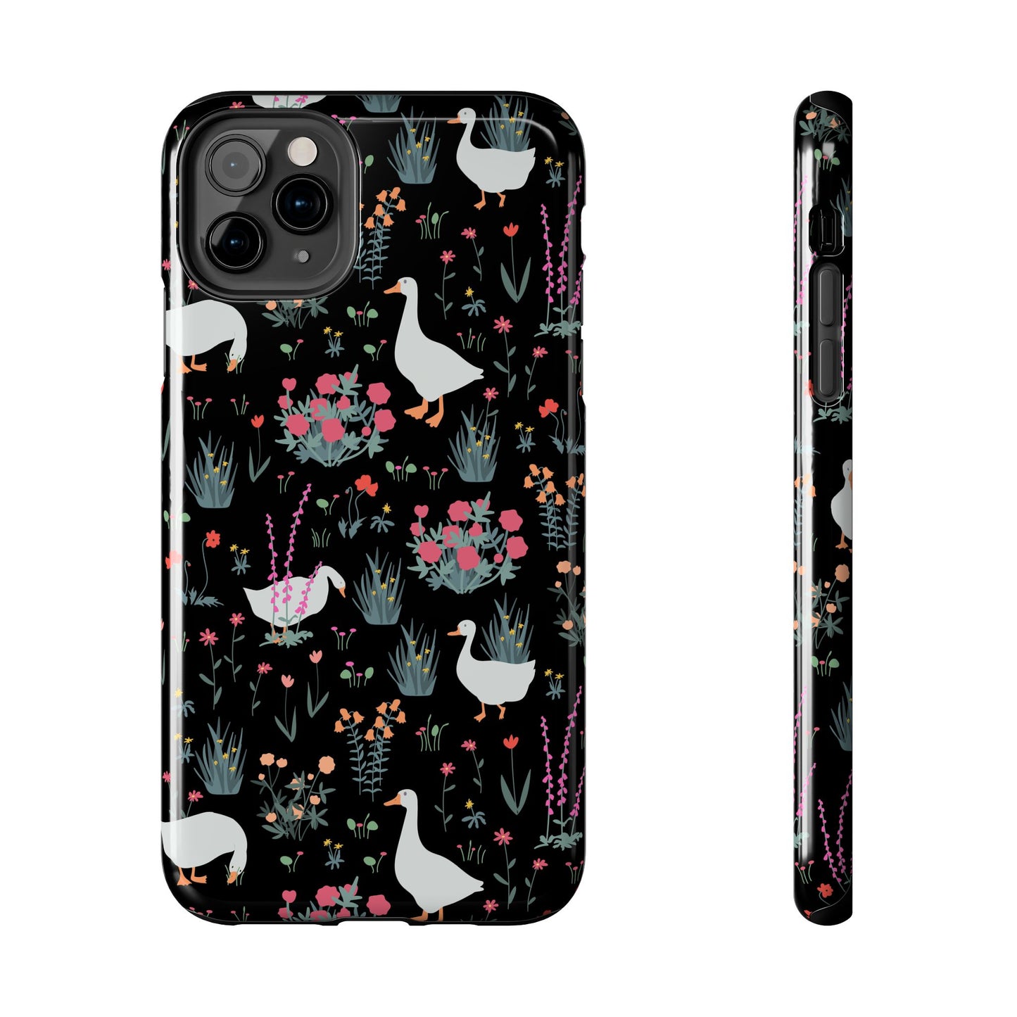 Whimsical Floral Duck Tough Phone Case - Stylish Protection for Your Device