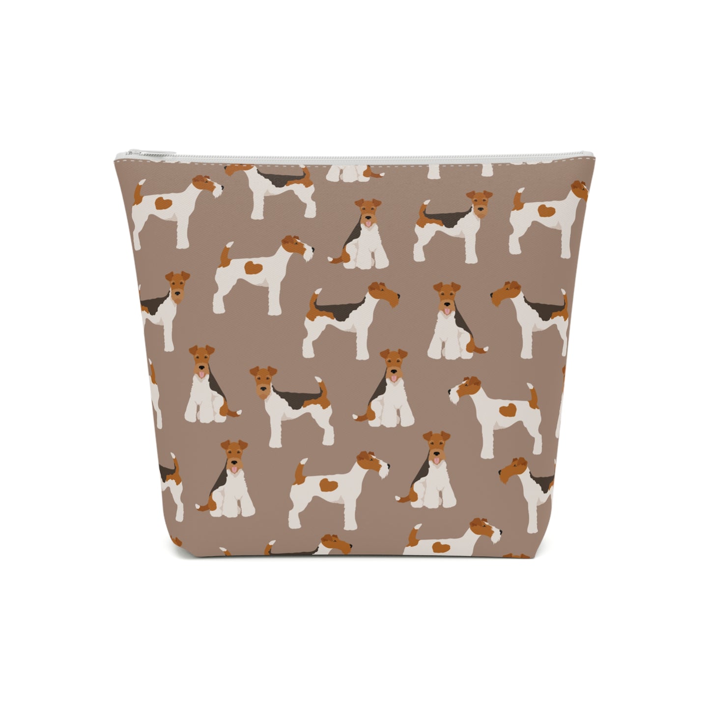 Adorable Wire Fox Terrier Patterned Cotton Cosmetic Bag - Perfect Gift for Pet Lovers