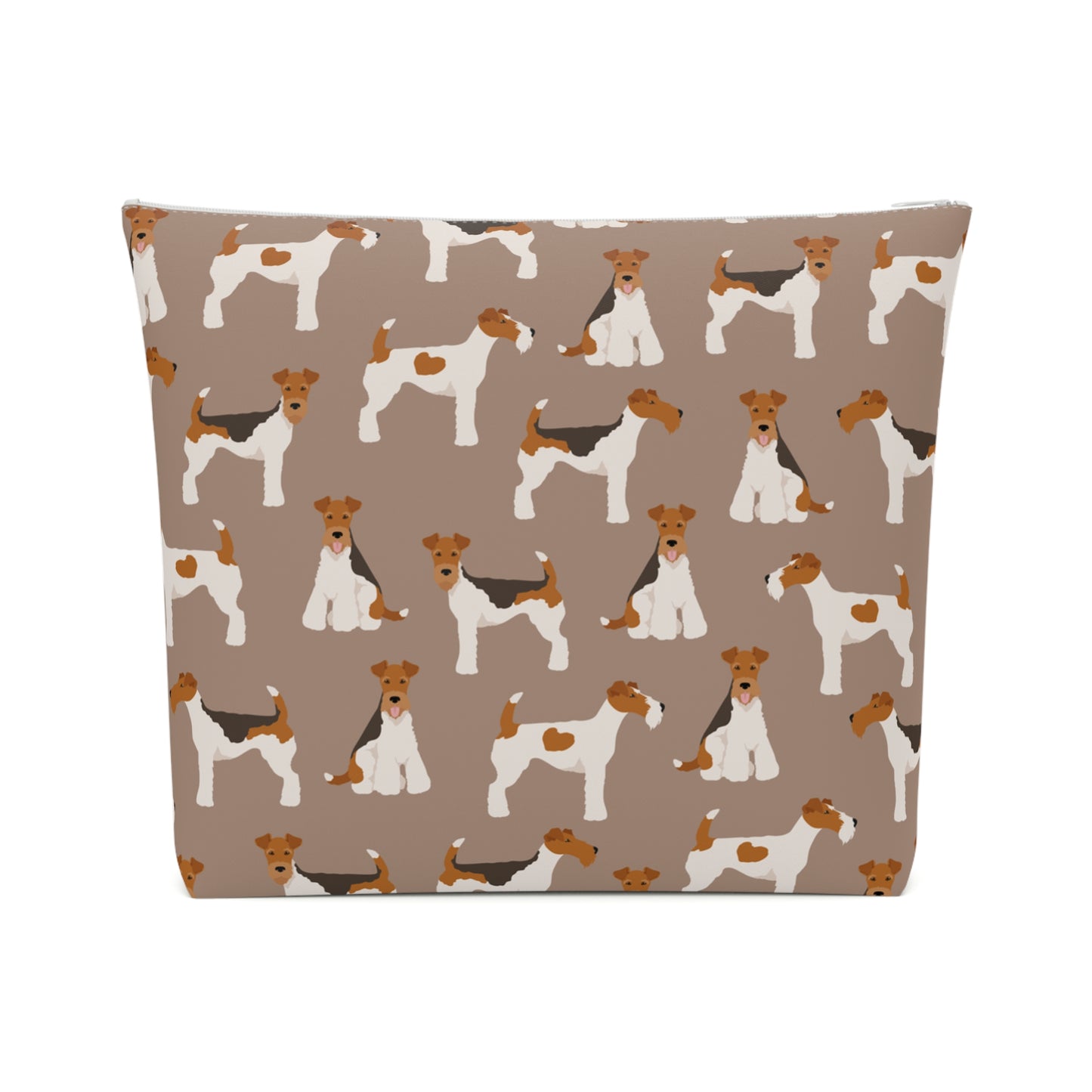 Adorable Wire Fox Terrier Patterned Cotton Cosmetic Bag - Perfect Gift for Pet Lovers