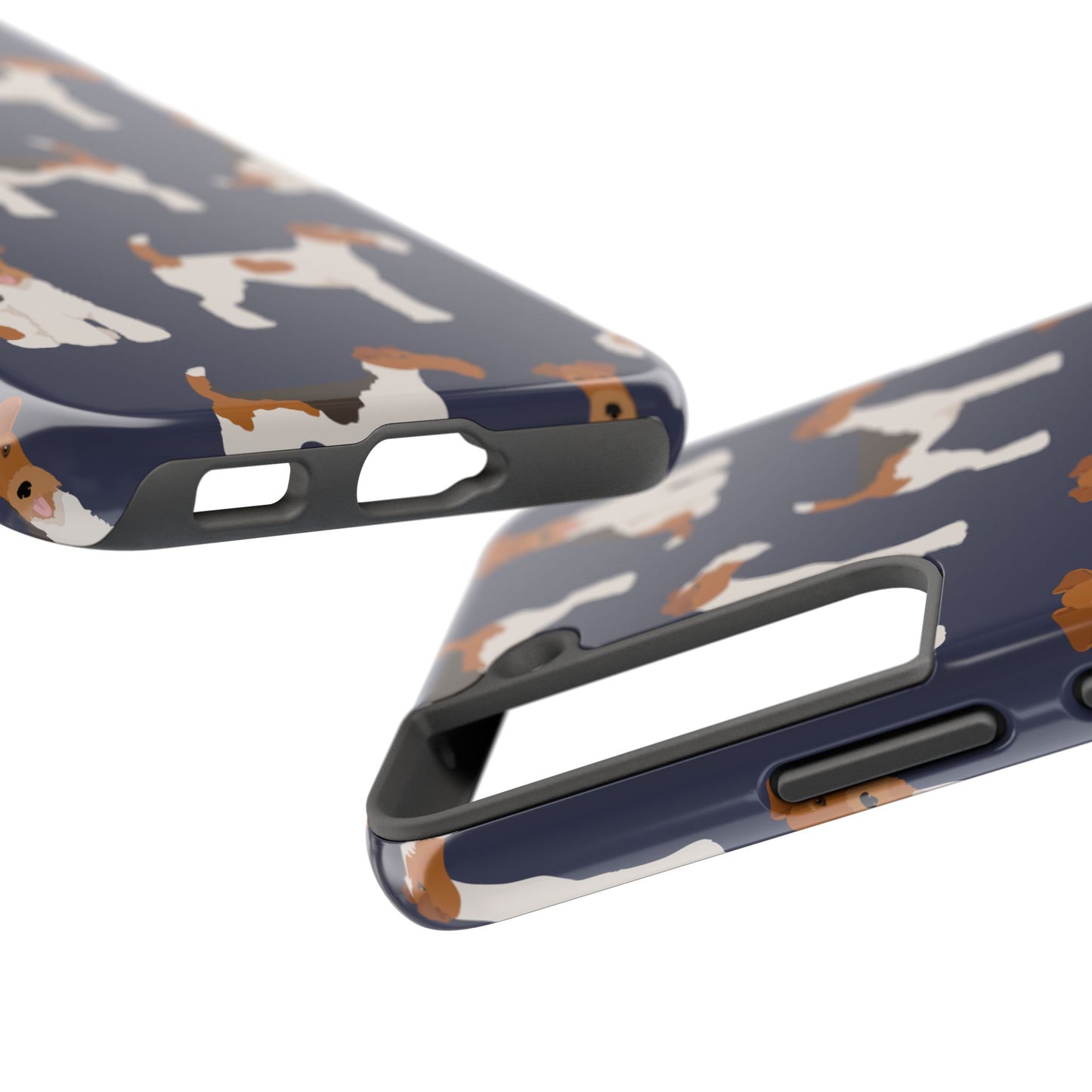 Tough Phone Cases with Adorable Fox Terrier in navy Design - Durable Pet Lover Accessory