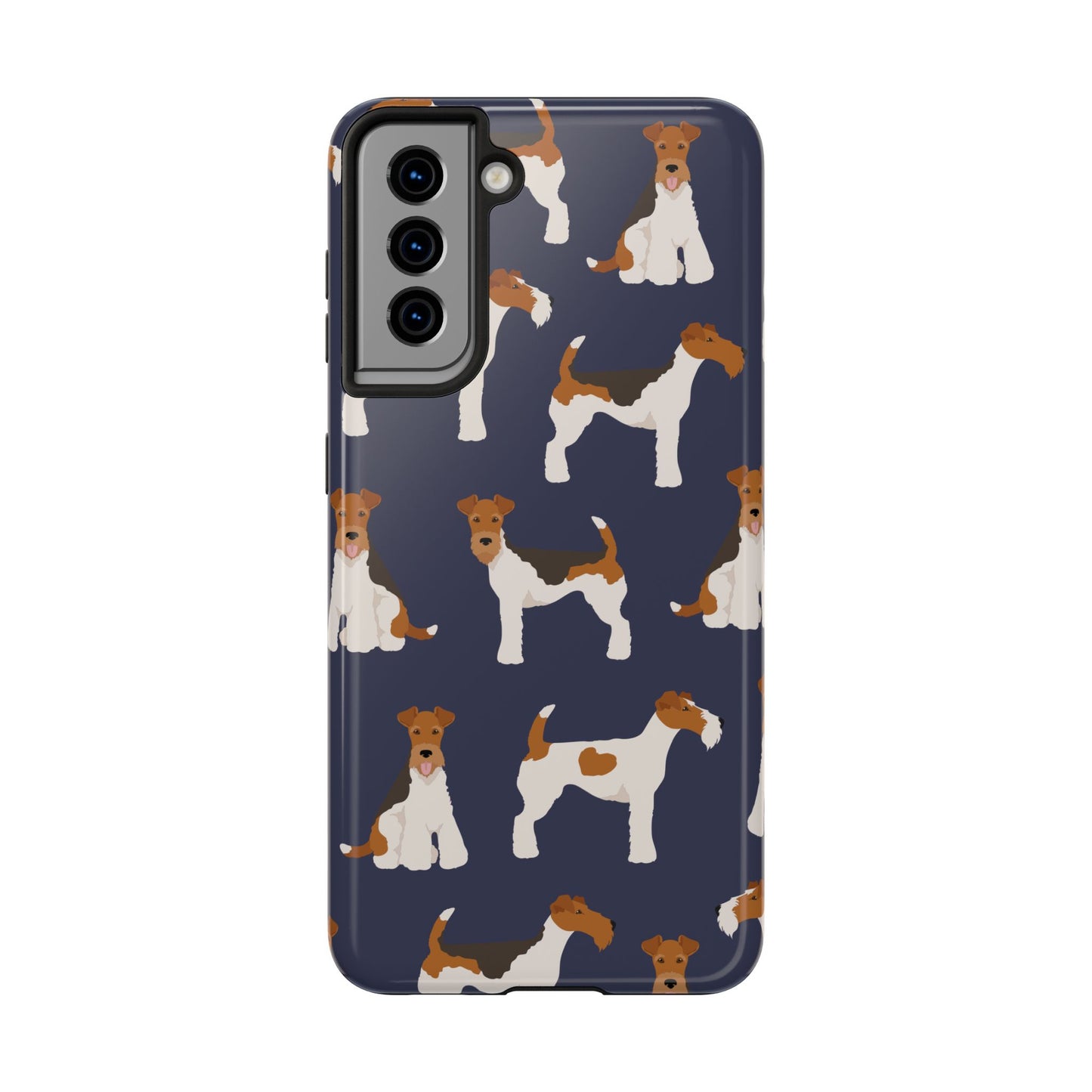 Tough Phone Cases with Adorable Fox Terrier in navy Design - Durable Pet Lover Accessory